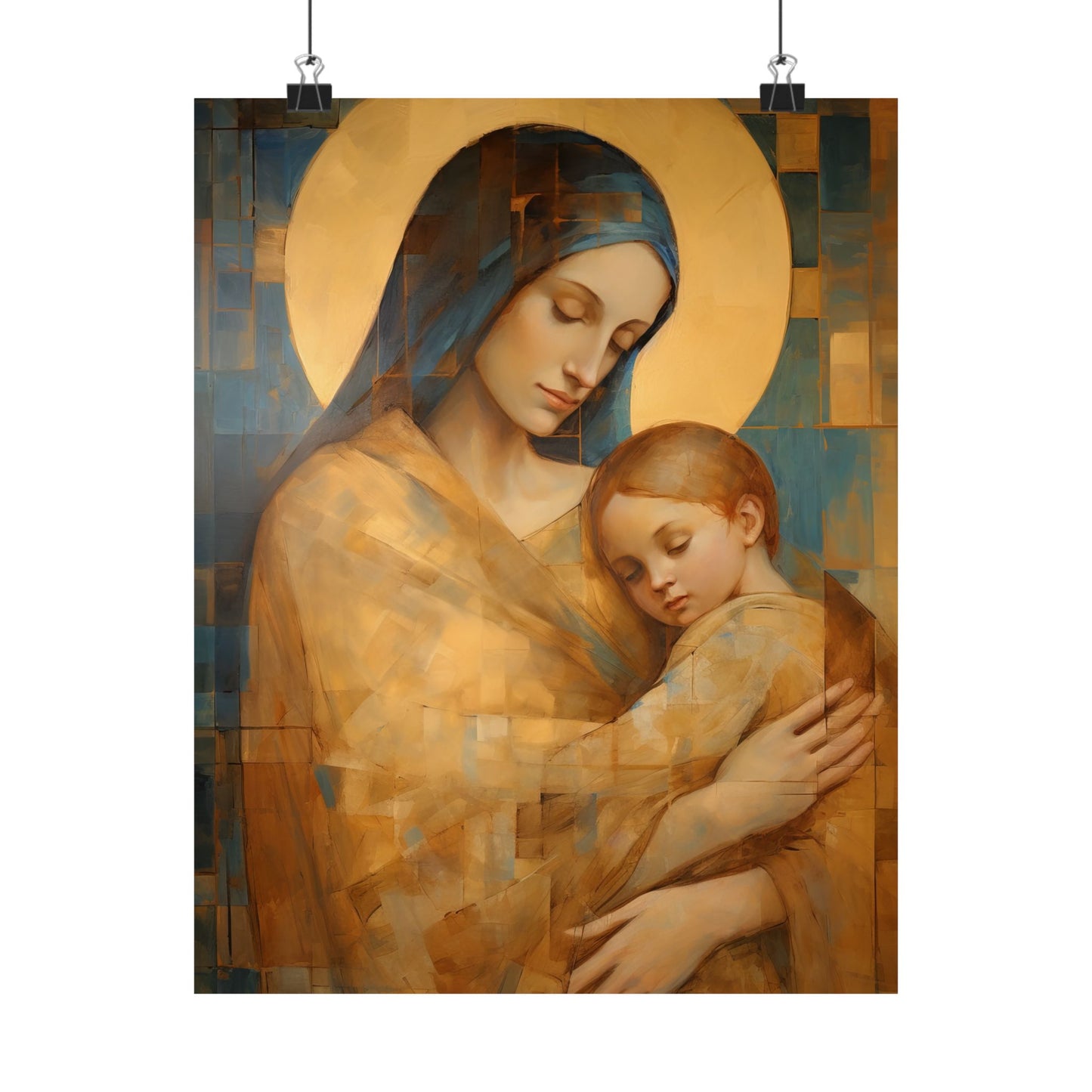 Heavenly Connection - Mary and the Divine Son - Multiple Sizes - Premium Matte Vertical Posters - Christ Child and Mother Mary
