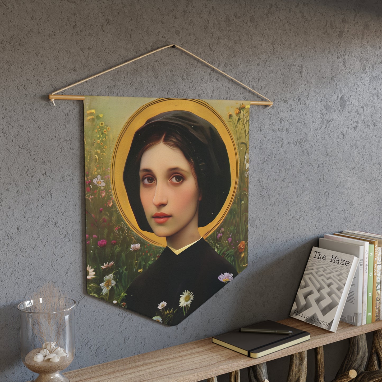 Saint Vincenza Gerosa Pennant / Banner / Wall Hanging - Prayer room art - 18" x 21" - Catholic prayer Religious Christian Gift