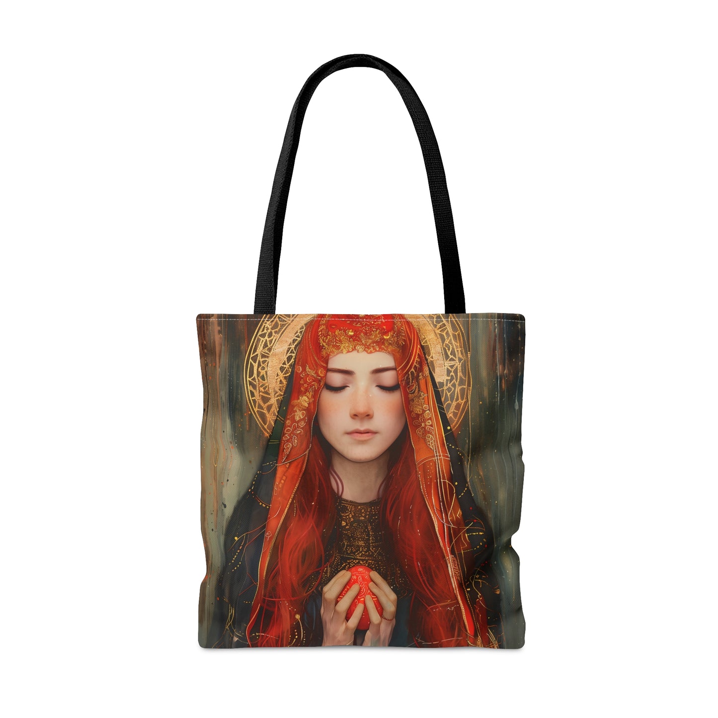 Devotion of Mary Magdalene - Saint Mary Magdalene and the Red Easter Egg Tote Bag - Large Medium Small Faith Art Bag - Catholic Faith Purse