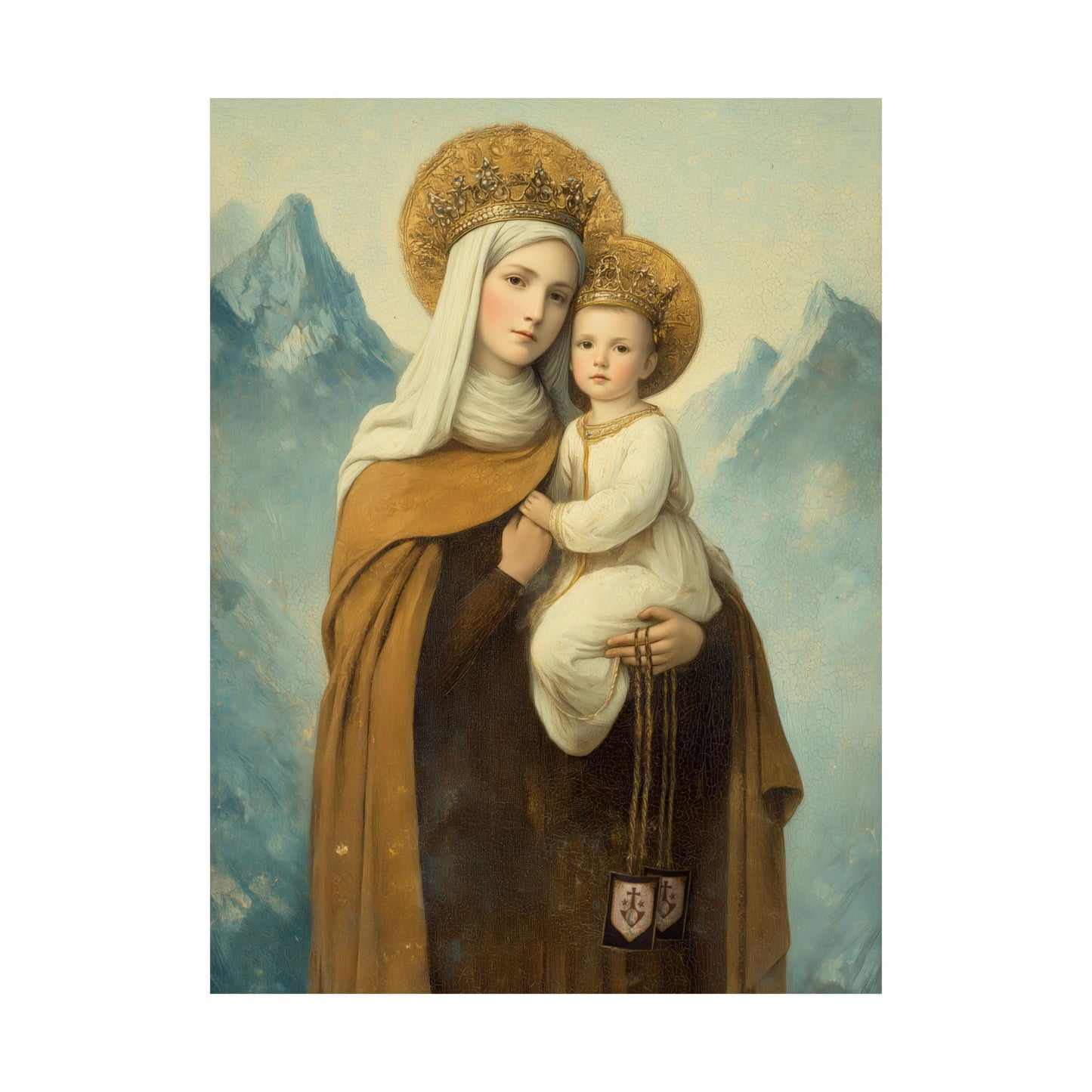 The Gift of the Scapular - Our Lady of Mount Carmel - Sanctified Souls Print - Multiple Sizes - Premium Matte Vertical Posters - Catholic