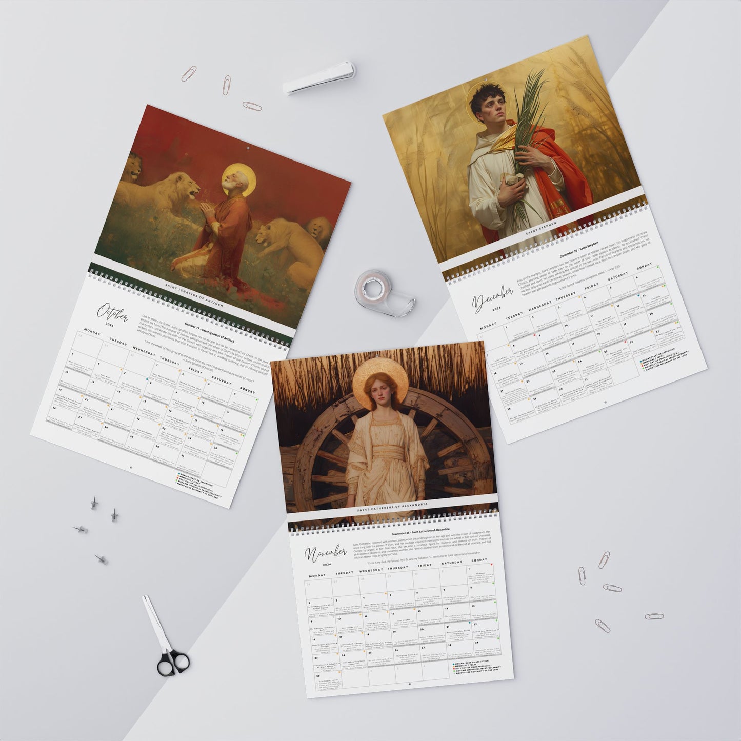 Catholic Calendar - Crowned in Crimson: A Year with the Martyrs - Liturgical Calendar 2026 - Saints, Solemnities & Marian Feast Days