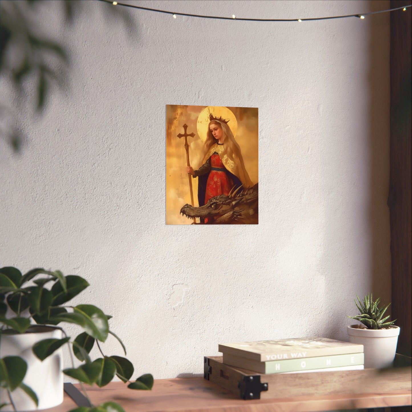 Saint Margaret of Antioch - Sanctified Souls Print - Multiple Sizes - Premium Posters - Catholic Art - Christian painting