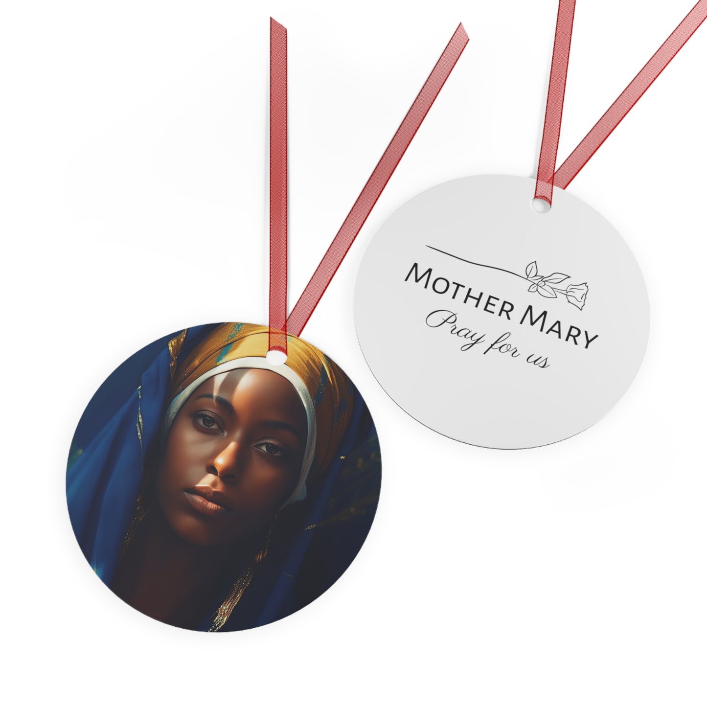 Mary the Blessed Virgin in Art Metal Ornament - Religious Holiday Christmas Ornament and Keepsake - Double sided - Virgin Mary
