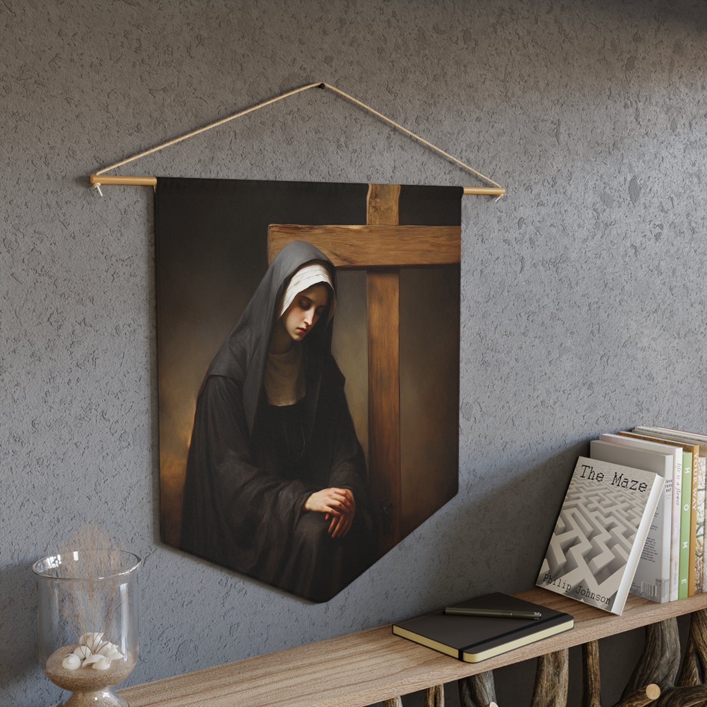 Saint Clare of Montefalco Wall Banner / Wall Hanging / Pennant - Prayer room art - Catholic Home - 18" x 21"