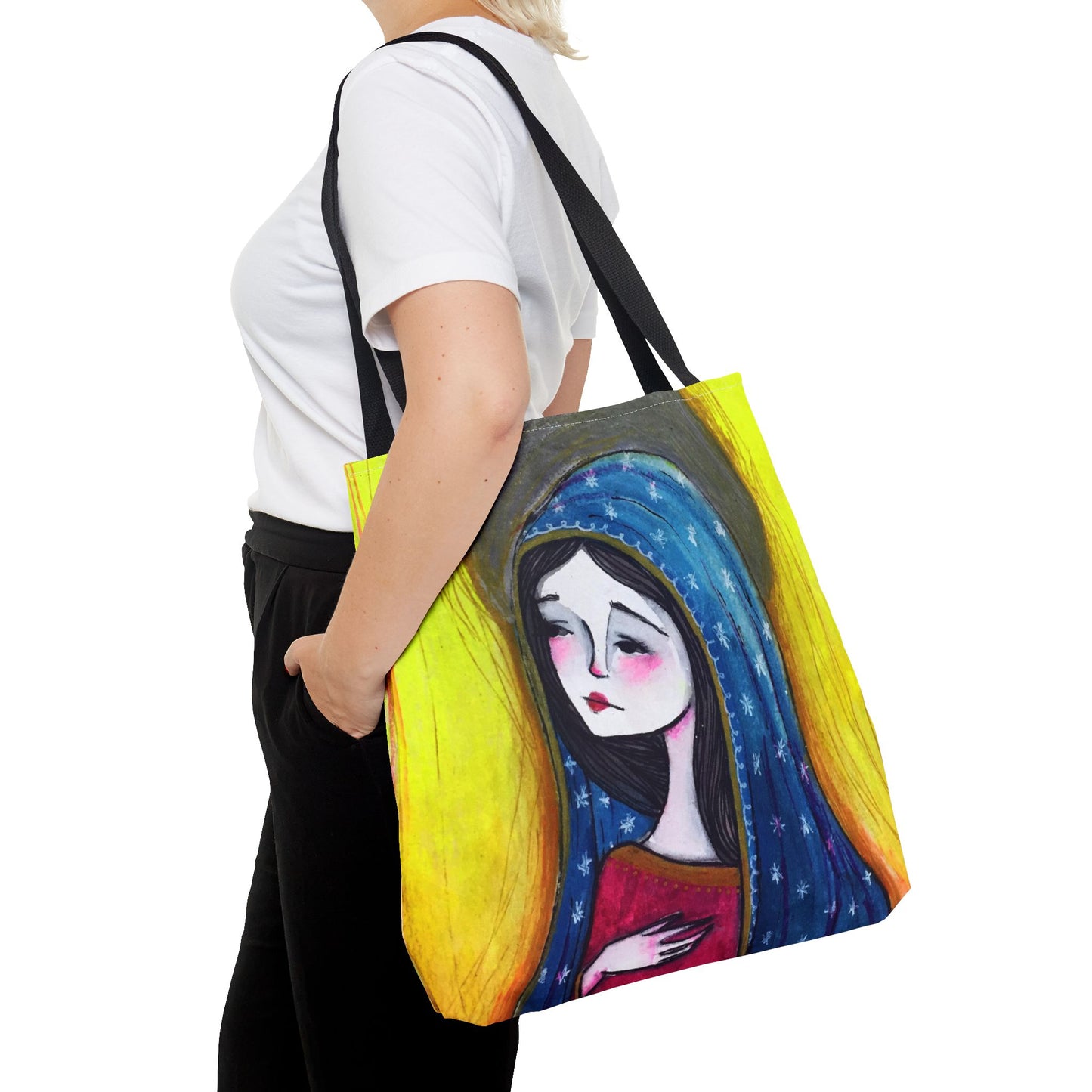 Our Lady of Guadalupe Tote - Hand-Drawn Catholic Art - Prayer Bag | Marian Devotional Tote | Sanctified Solocosmo Religious Tote