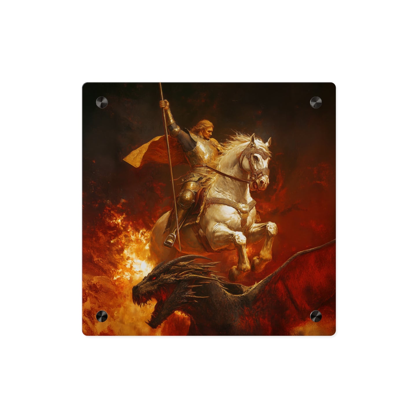 Saint George Wall Art Panel - Ready to Hang Acrylic Print - Catholic Saint Art - Patron Saint Print - No Frame needed