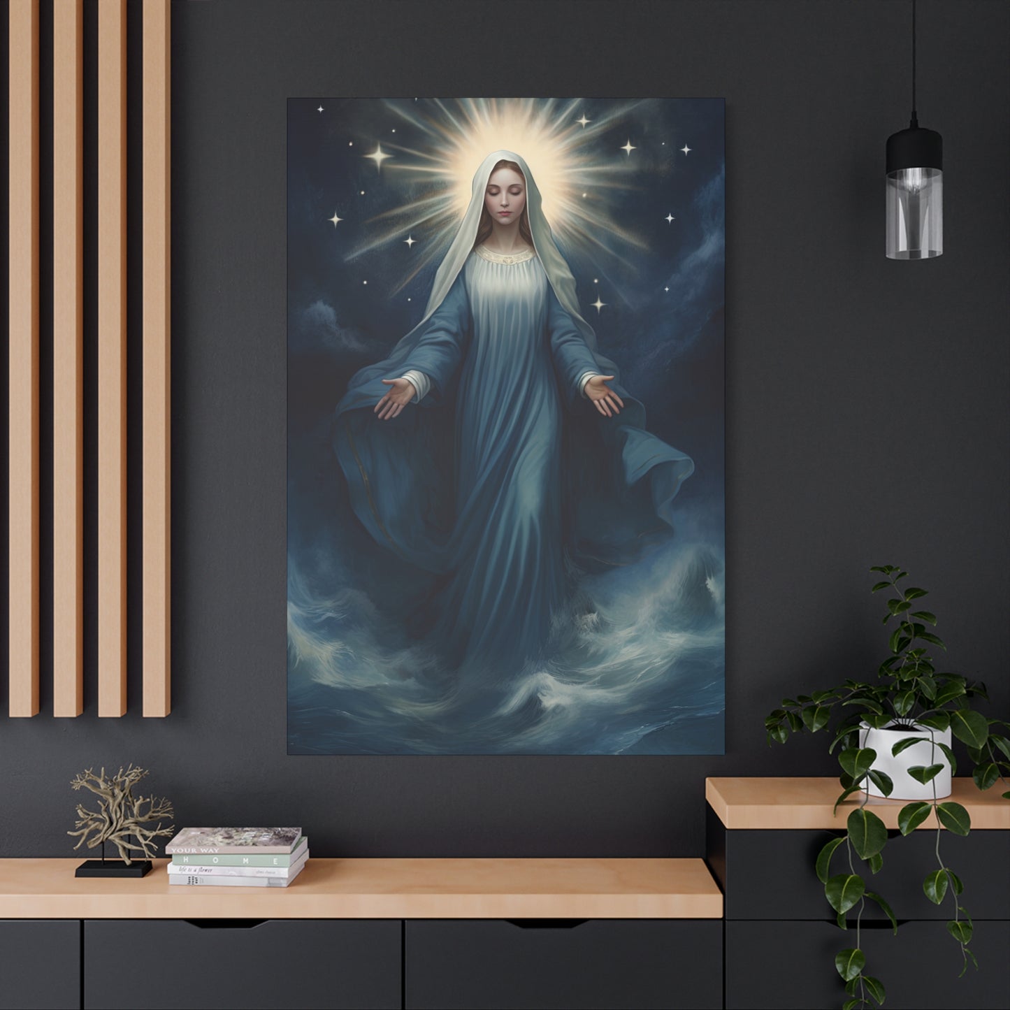 Our Lady Star of the Sea Canvas Print - Multiple Sizes - Catholic Home art - Museum Wrapped Canvas - Stella Maris