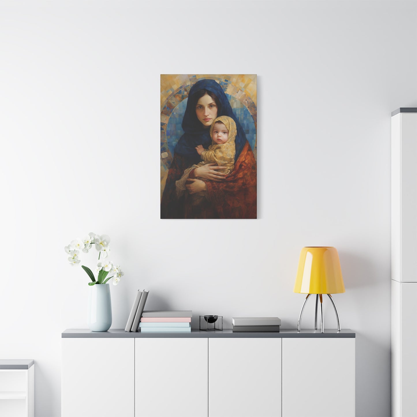 Maternal Seraph - Virgin Mary and Infant Jesus - Museum Wrapped Canvas - Religious Art for your Home - Catholic Art - Mary and Christ Child