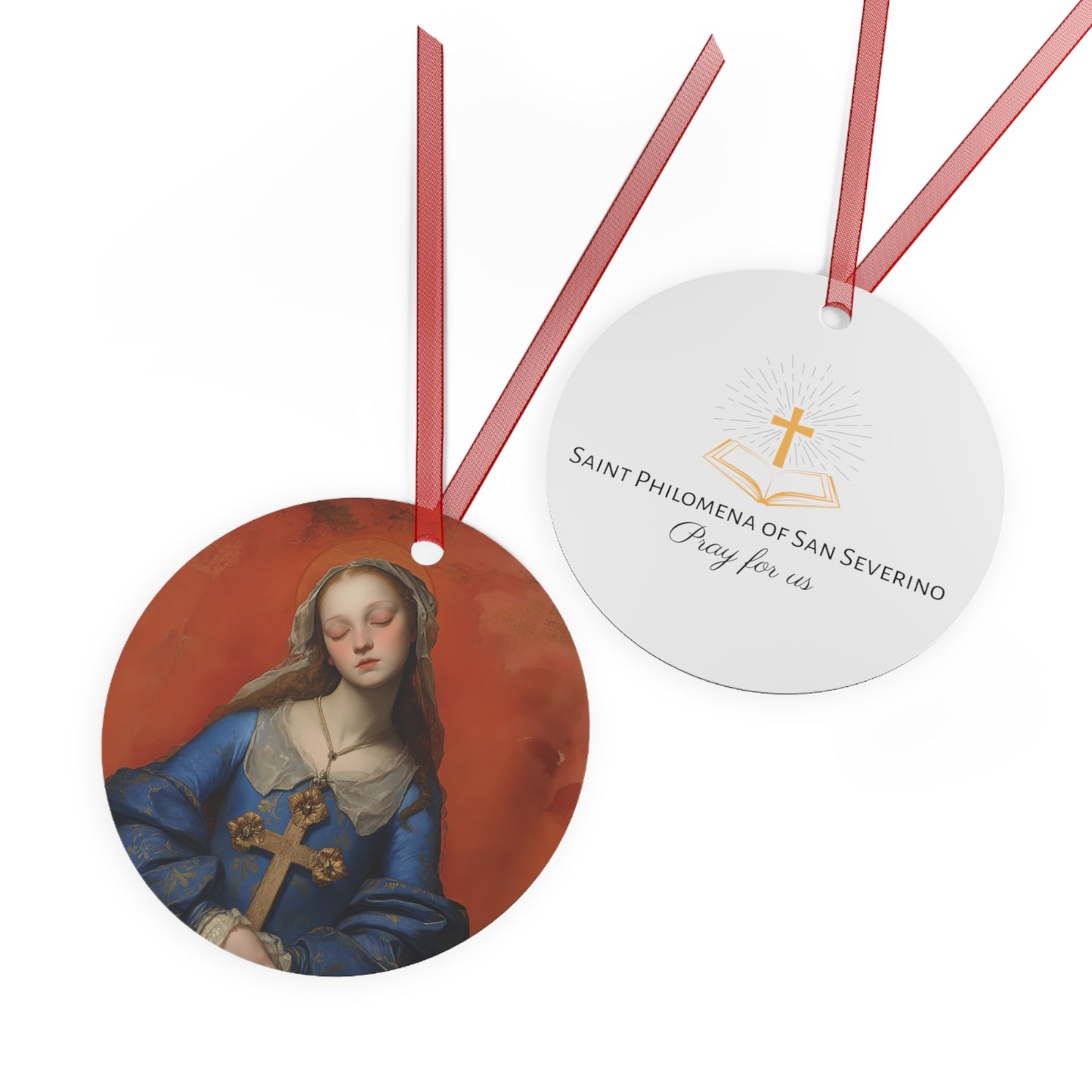 Saint Philomena of San Severino Metal Ornament - Religious Holiday Christmas Ornament and Keepsake - Catholic Religious Keepsake