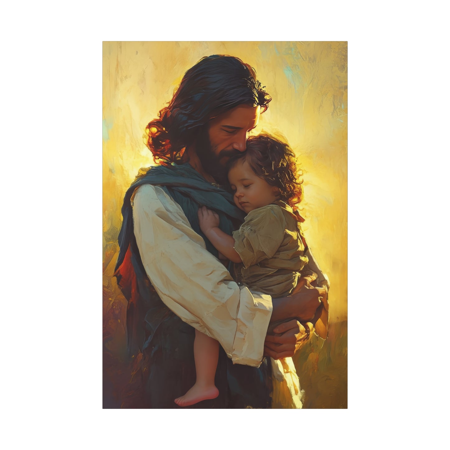Divine Protector of the Innocent - Christ and Child - Museum Wrapped Canvas - Print - Religious Art for your Home - Christian art print