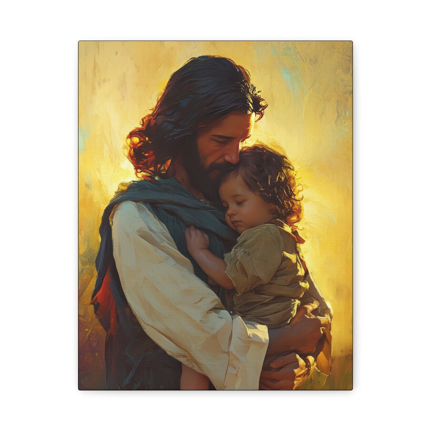 Divine Protector of the Innocent - Christ and Child - Museum Wrapped Canvas - Print - Religious Art for your Home - Christian art print