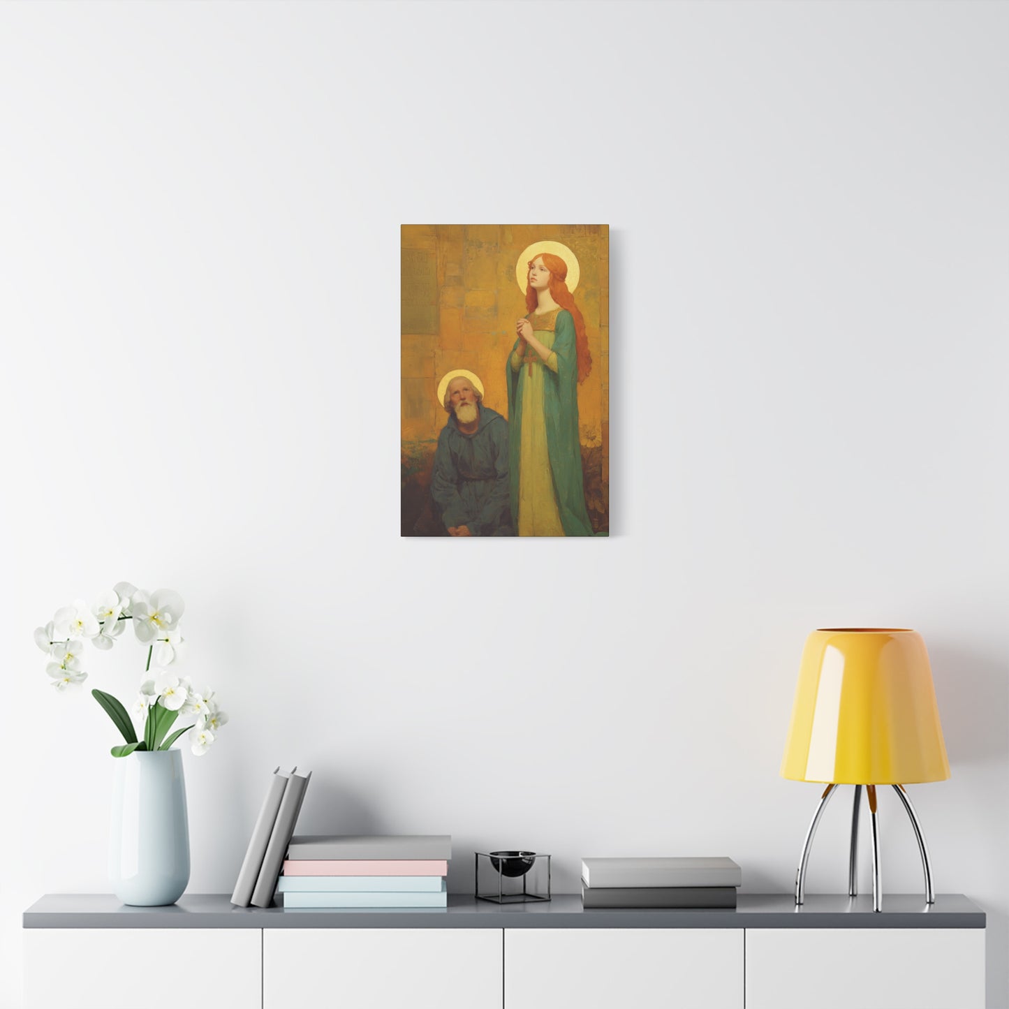 Saints Justina and Cyprian - Multiple Sizes - Catholic Home art - Museum Wrapped Canvas - Sanctified Souls Print - Catholic Martyr Art