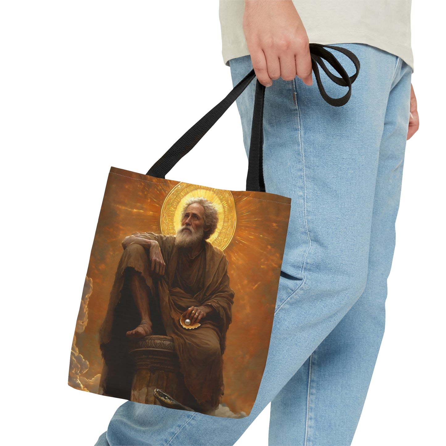 Saint Simeon Stylites Tote Bag - Large Medium Small Faith Art Bag - Catholic Faith Purse - Religious - Prayer Bag - Devotional Purse