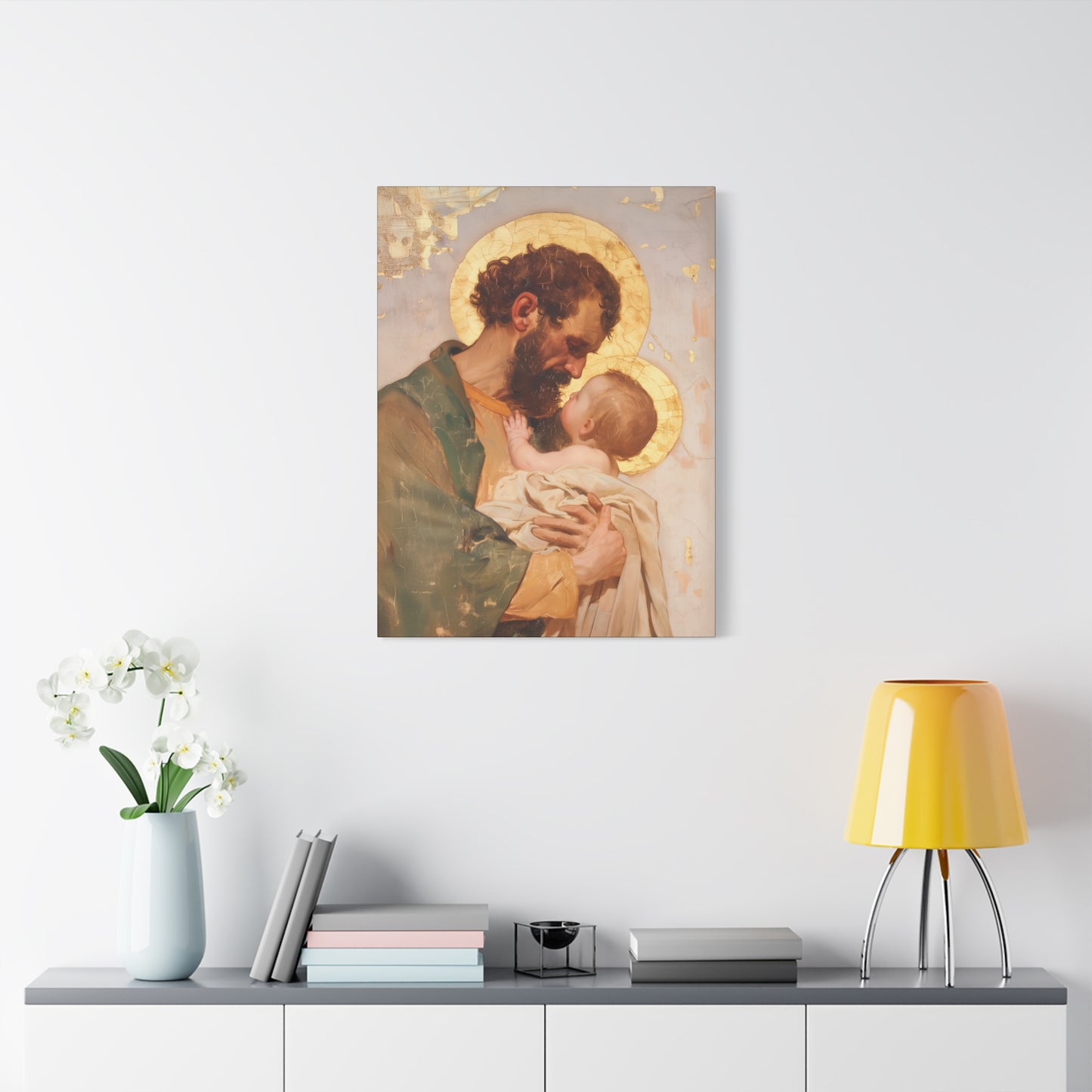 Saint Joseph, Pillar of the Holy Family - Museum Wrapped Canvas - Print - Religious Art for your Home - Christian print - Prayer Room