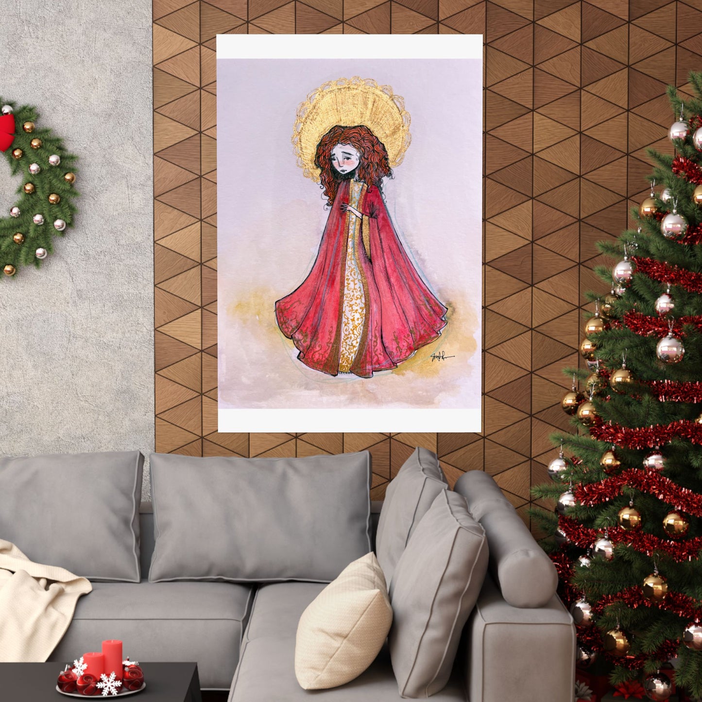 Saint Bibiana Hand-Drawn Catholic Art Print | Christian Devotional Wall Art | Sanctified Solocosmo Religious Poster
