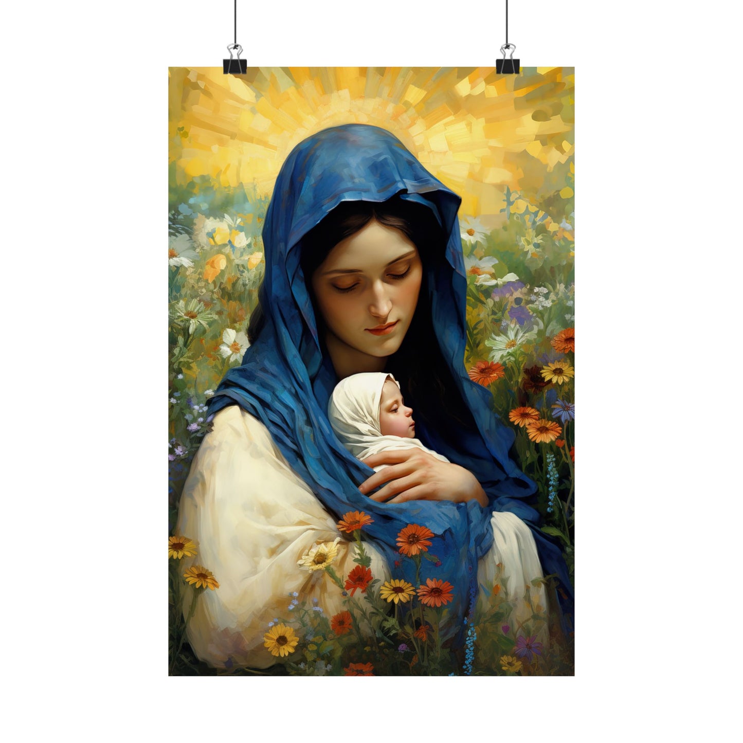 Graceful Maternity : The Virgin Mary and the Infant Savior - Sanctified Souls Print - Multiple Sizes - Premium Matte Vertical Posters