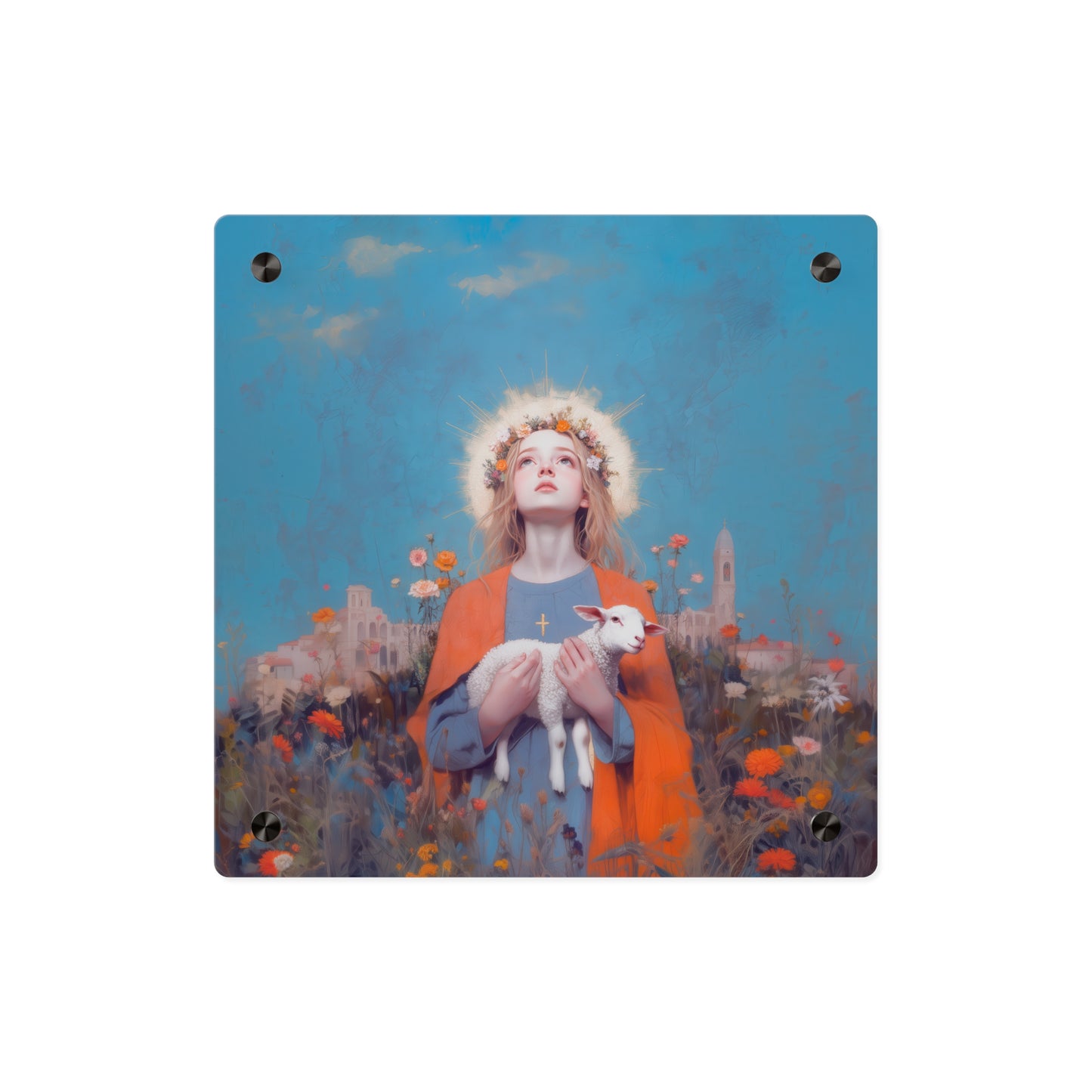 Saint Agnes of Rome Wall Art Panel - Ready to Hang Acrylic Print - Catholic Saint Art - Patron Saint Print - No Frame needed
