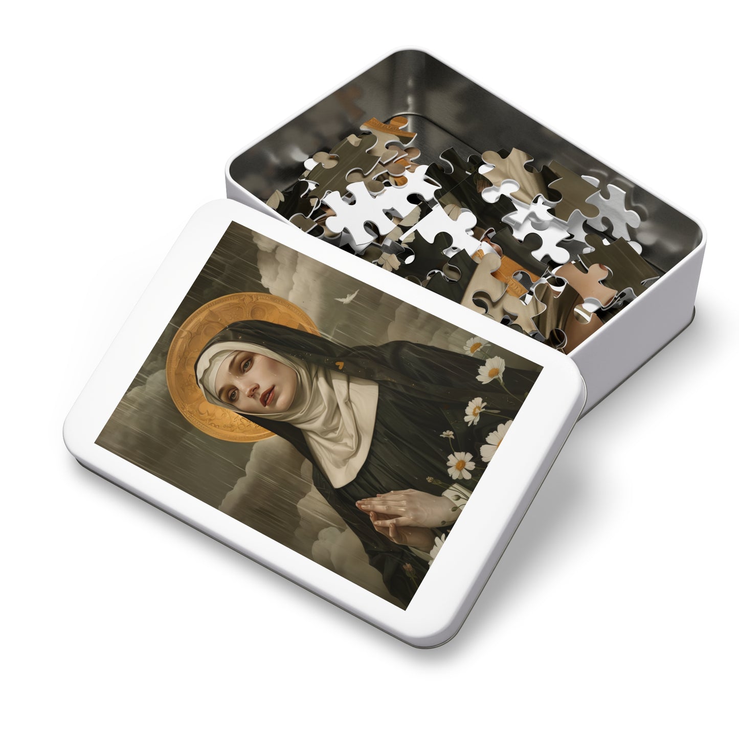 Saint Scholastica - Puzzle and Keepsake Tin - Religious Jigsaw Puzzle (30, 110, 252, 500,1000-Piece) - Religious Puzzle