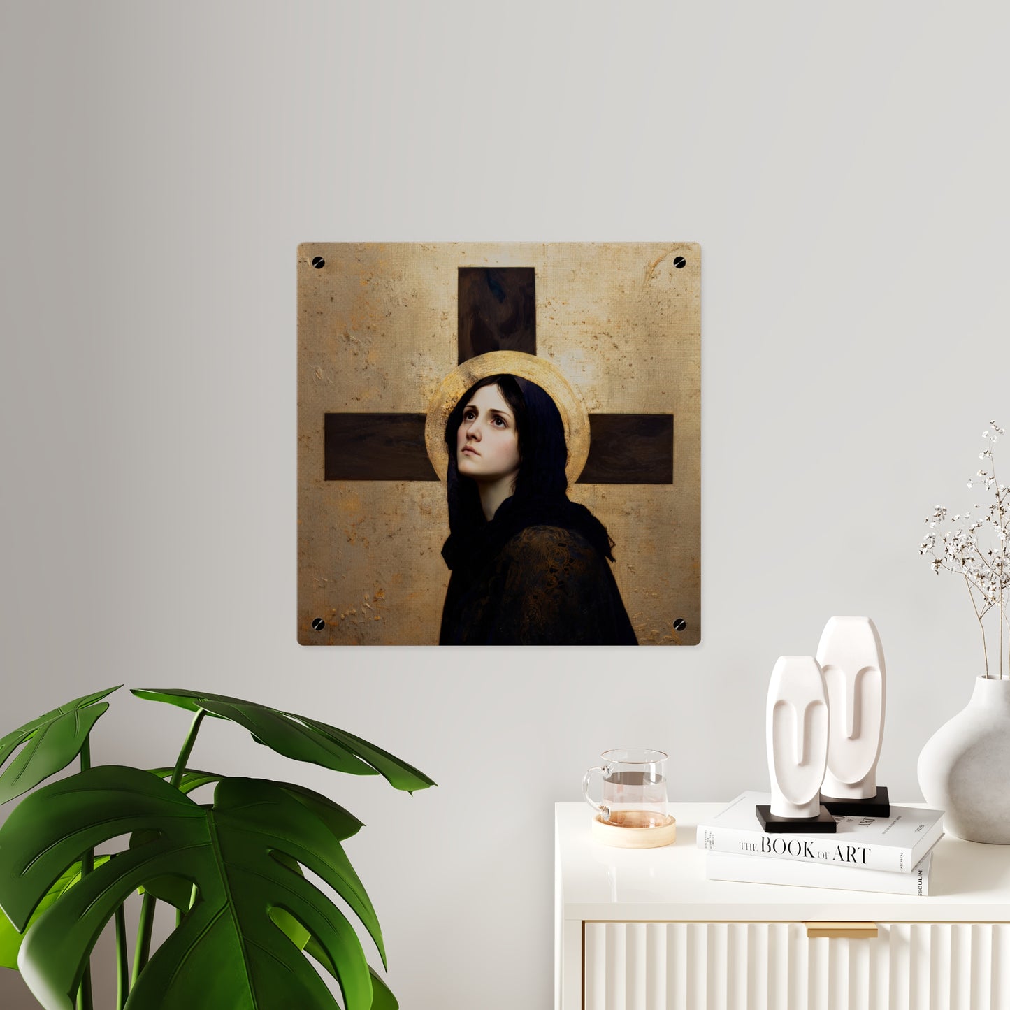 Our Lady of the Cross - Mother Mary - Our Lady of the Crucifix - Marian Art - Wall Art Panel - Ready to Hang Acrylic Print - Catholic Art