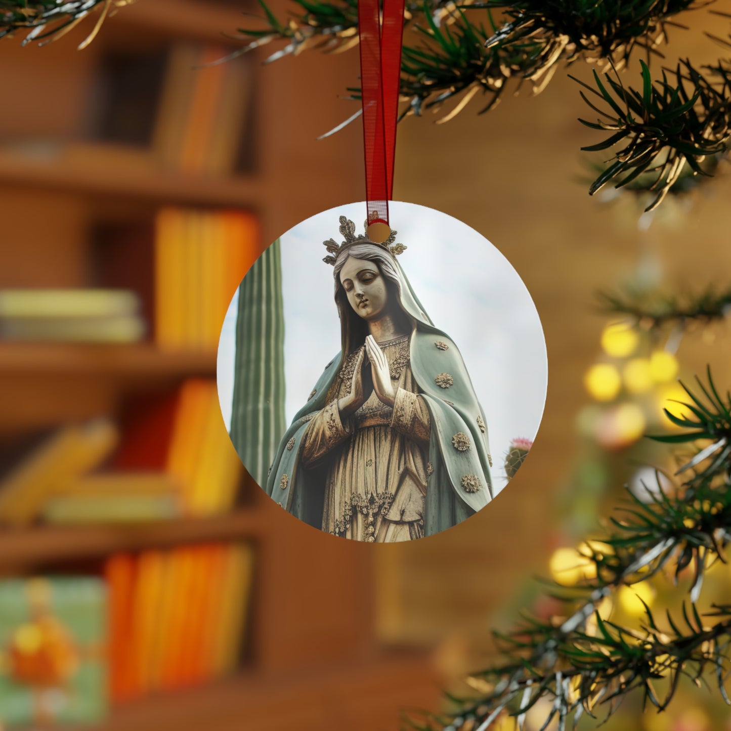 Our Lady of Guadalupe Metal Ornament - Religious Holiday Christmas Ornament and Keepsake - Double sided - Prayer Ornament