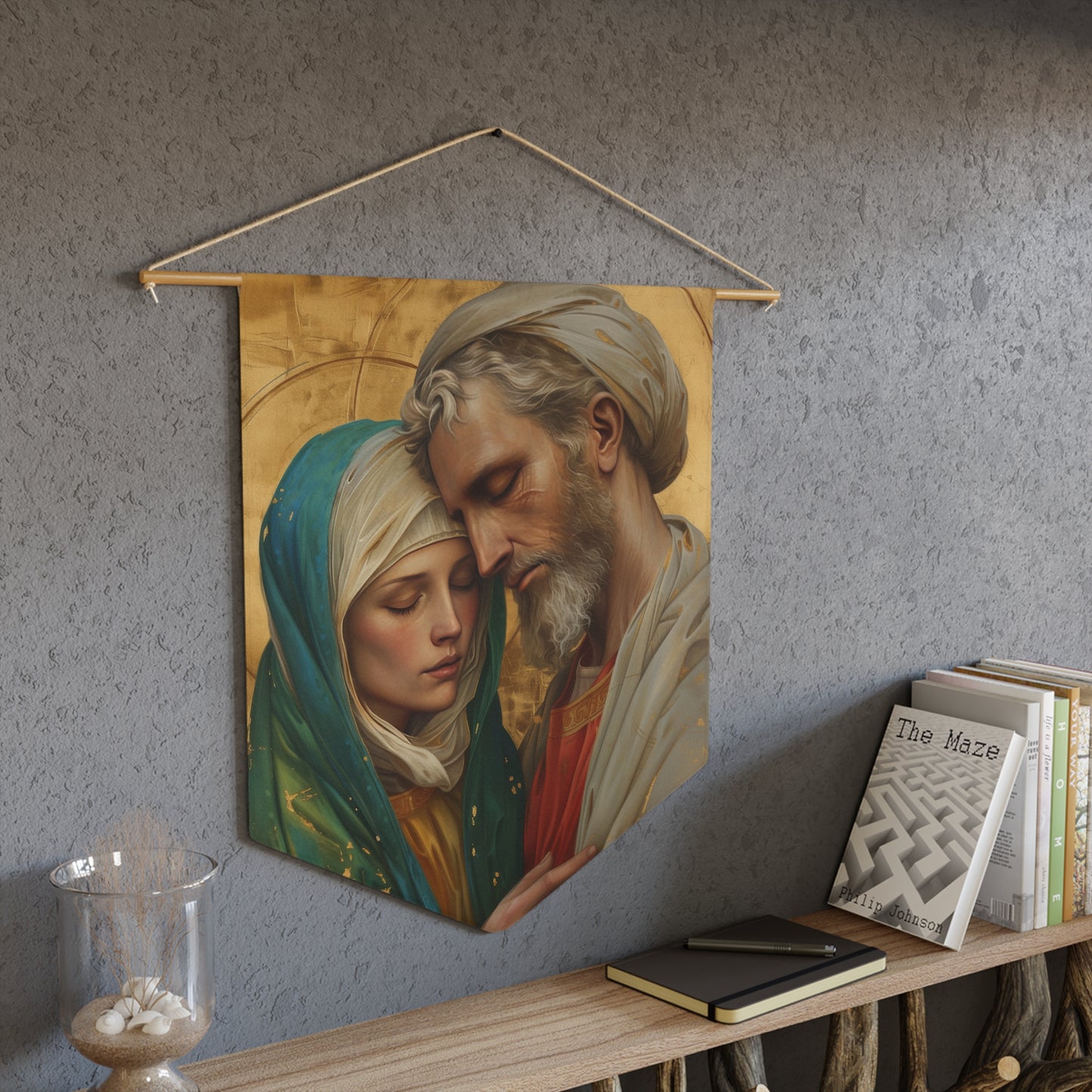 Saints Peter and Fevronia of Murom Wall Banner / Wall Hanging / Pennant - Religious Art for your home - Catholic Art - Large - 18" x 21"