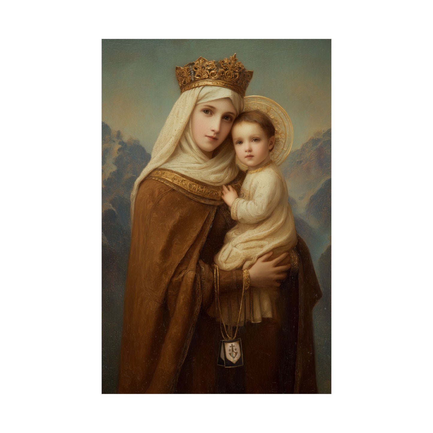 A Cord Between Heaven and Earth - Our Lady of Mount Carmel - Sanctified Souls Print - Multiple Sizes - Premium Matte Vertical Posters