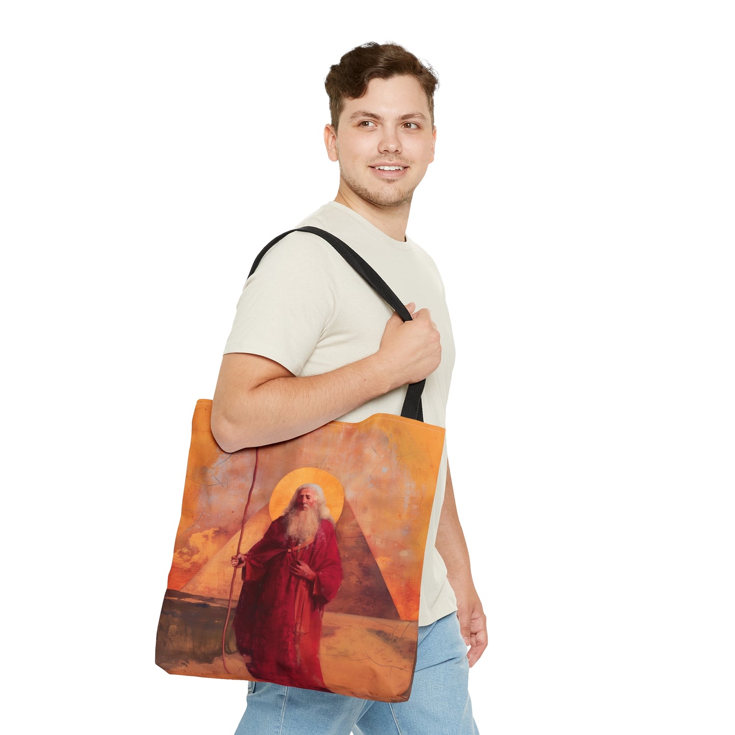 He Led Them with a Staff - Moses in Egypt - Tote Bag - Large Medium Small Faith Art Bag - Bible Study Faith Purse - Double Sided