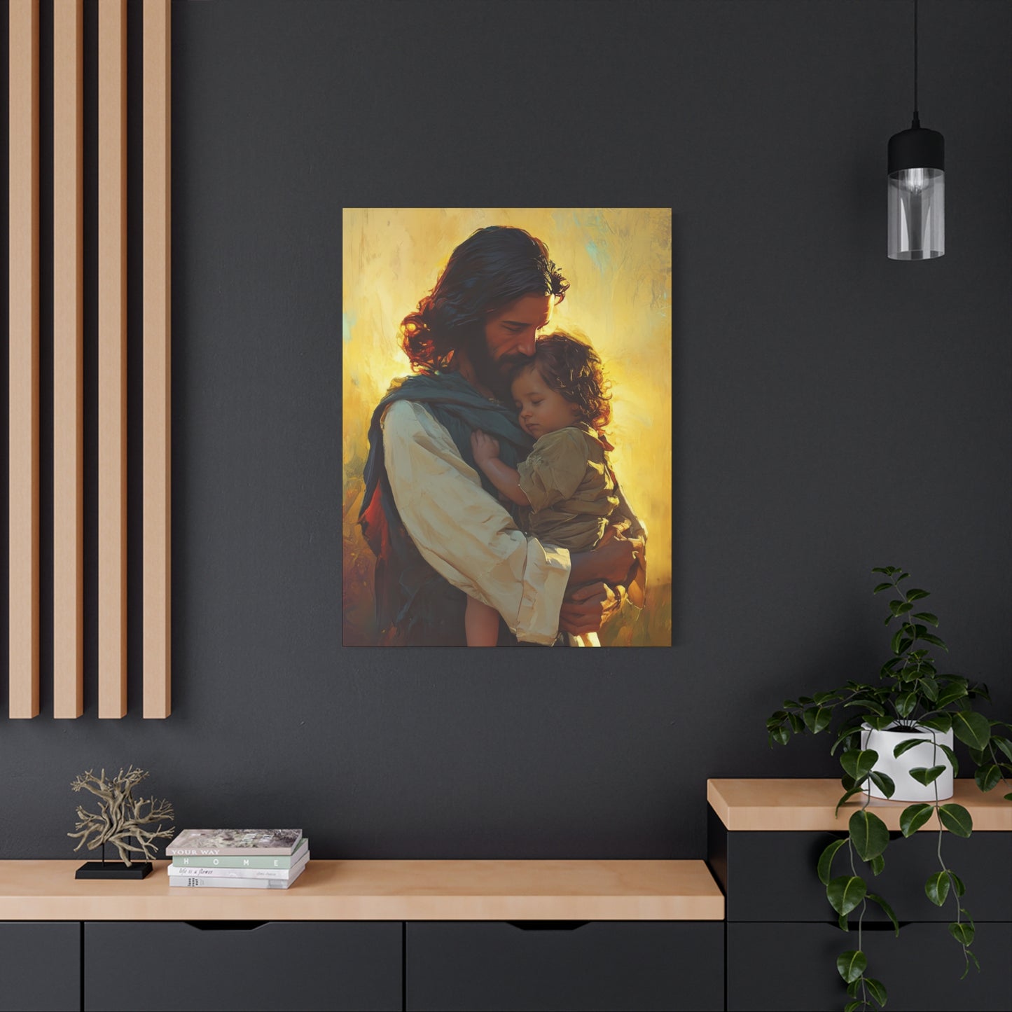 Divine Protector of the Innocent - Christ and Child - Museum Wrapped Canvas - Print - Religious Art for your Home - Christian art print