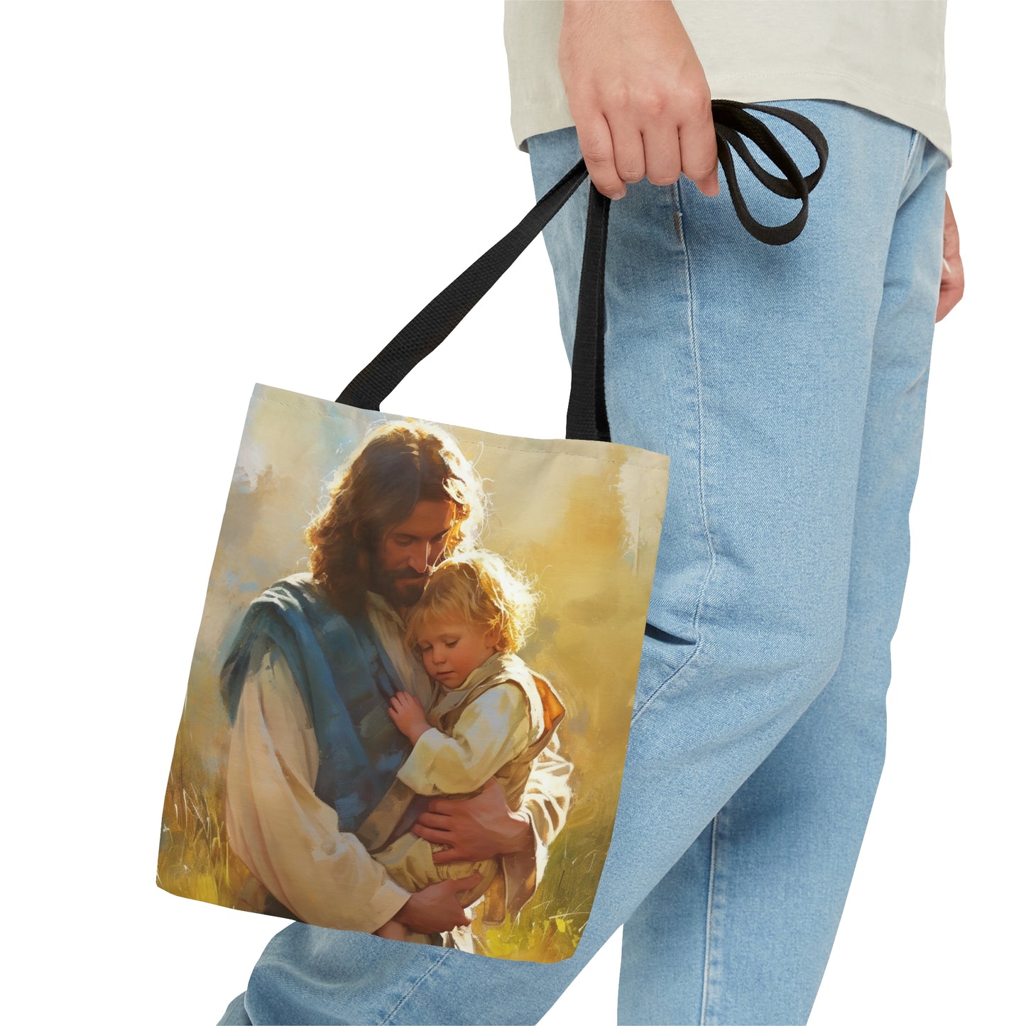 Jesus, Guardian of Innocence Tote Bag - Large Medium Small Faith Art Bag - Catholic Faith Purse - Religious Carry All