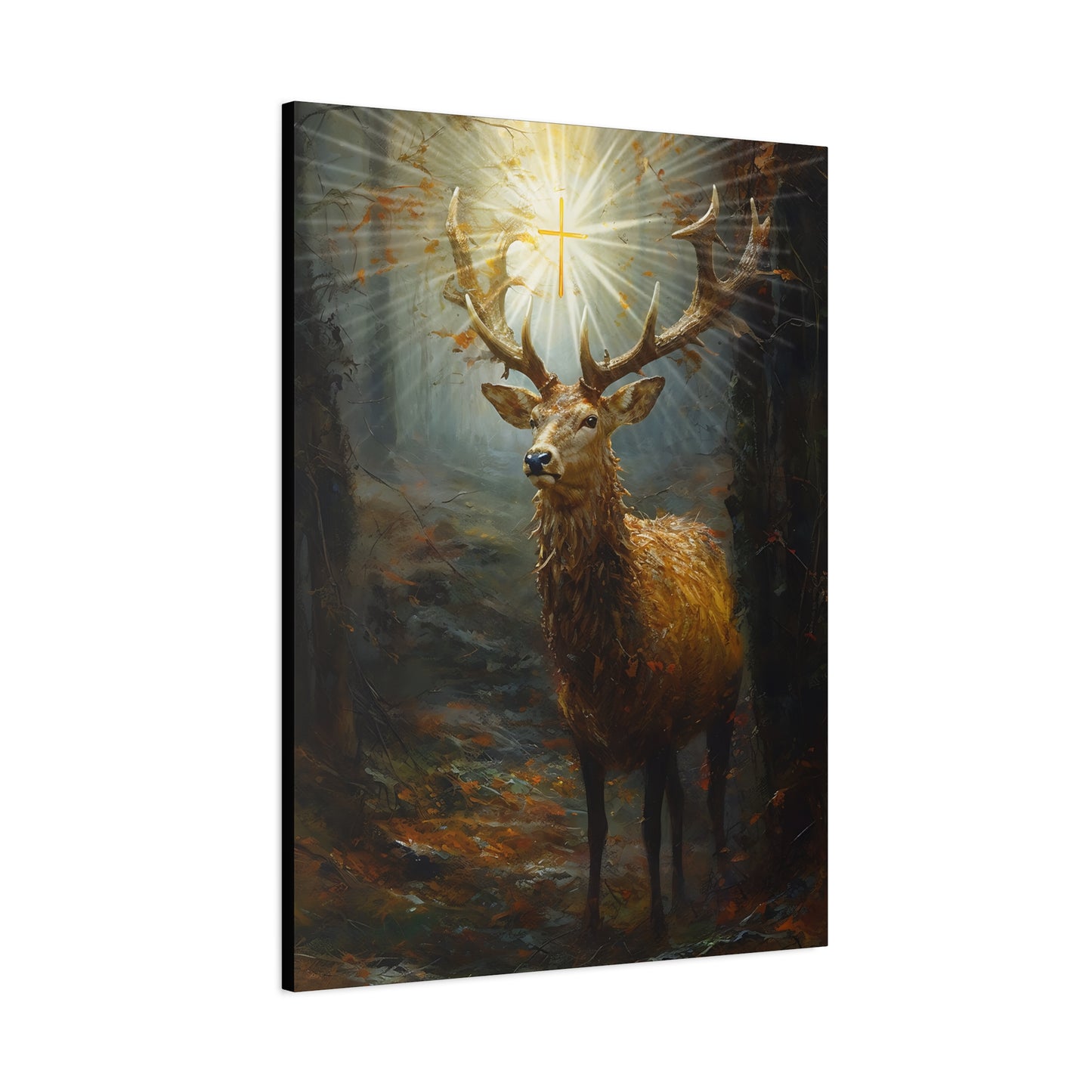 The Stag of Saint Hubert / Saint Hubertus Stag - Museum Wrapped Canvas - Sanctified Souls Print - Religious Art for your Home