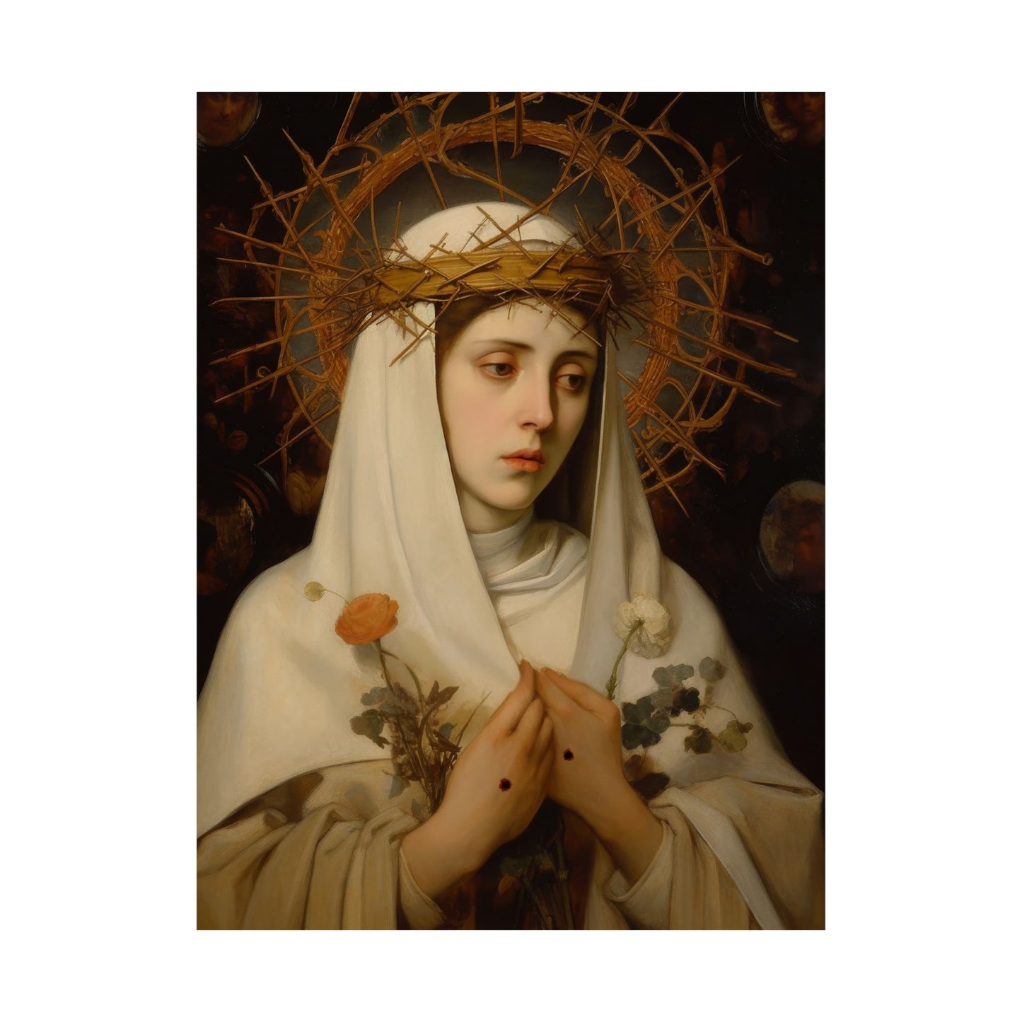 Saint Catherine of Siena - Sanctified Souls Print - Multiple Sizes - Premium Matte Vertical Posters - Catholic Saint Art