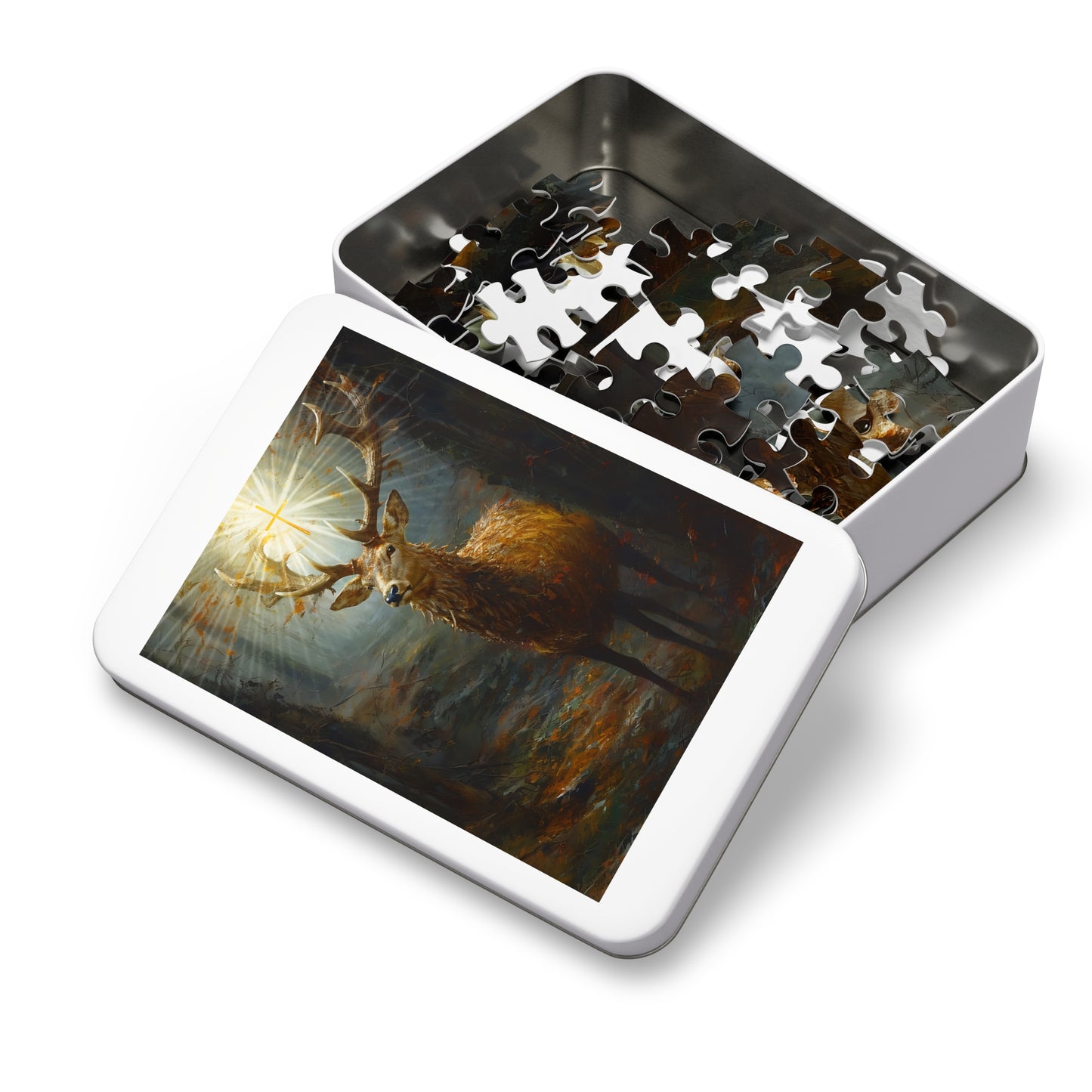 The Stag of Saint Hubert / Saint Hubertus Stag - Puzzle and Keepsake Tin - Jigsaw Puzzle (30, 110, 252, 500,1000-Piece) - Religious Puzzle