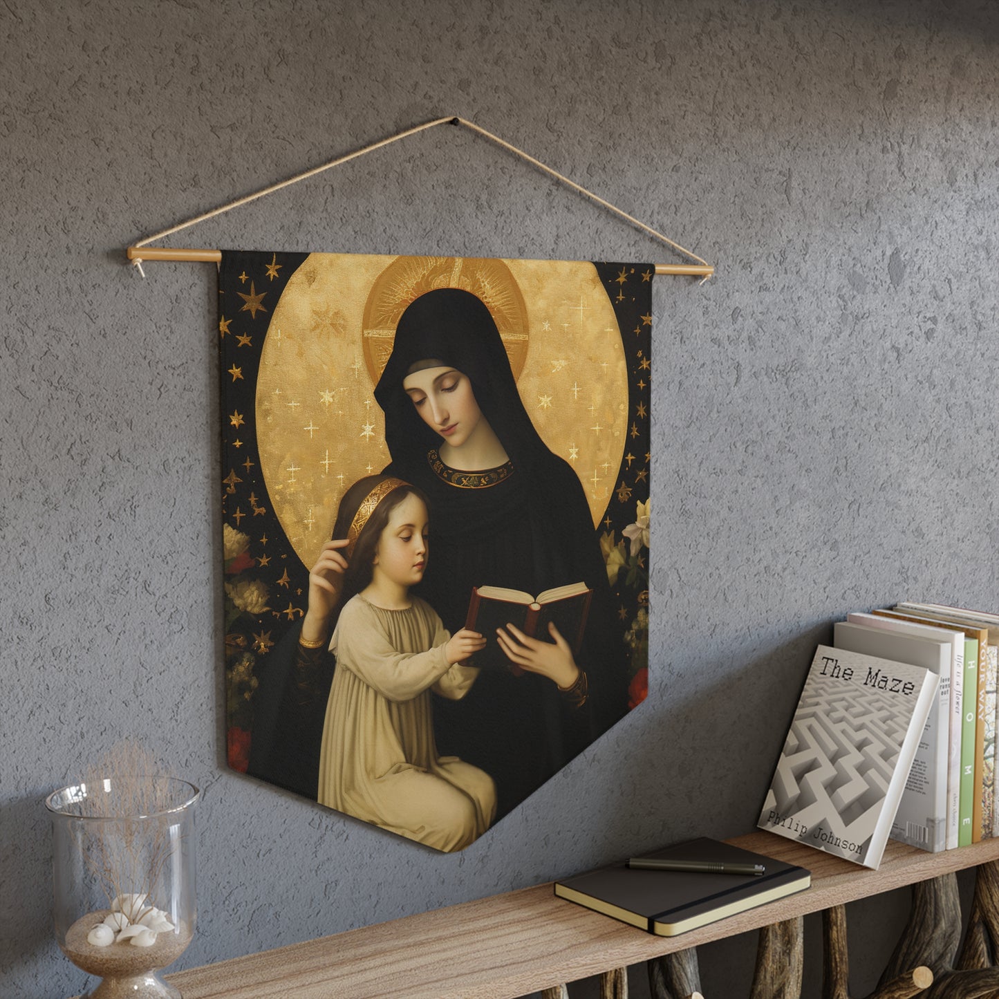 Saint Marcellina Wall Banner / Wall Hanging / Pennant - Unique Religious Art for your home - Prayer room - Catholic Home Art - 18" x 21"