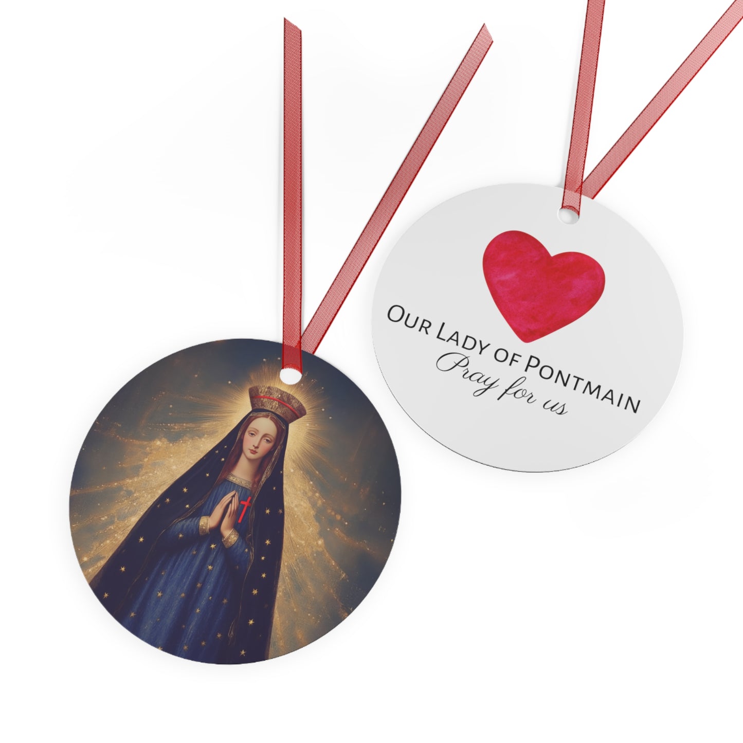 Our Lady of Pontmain Metal Ornament - Religious Holiday Christmas Ornament and Keepsake - Prayer Ornament - Catholic Christmas Gift
