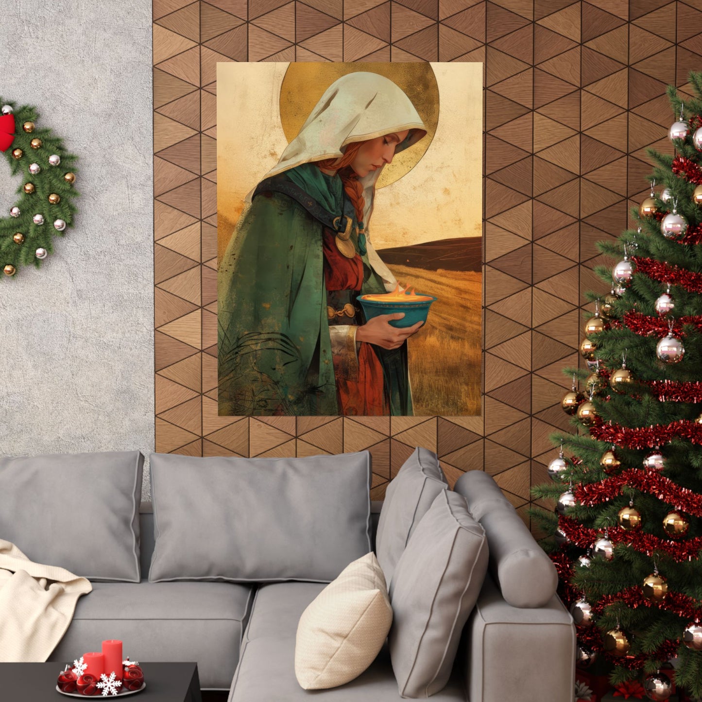 Saint Brigid of Ireland / Kildare - Sanctified Souls Print - Multiple Sizes - Premium Posters - Catholic Art - Christian Home Decor Artwork