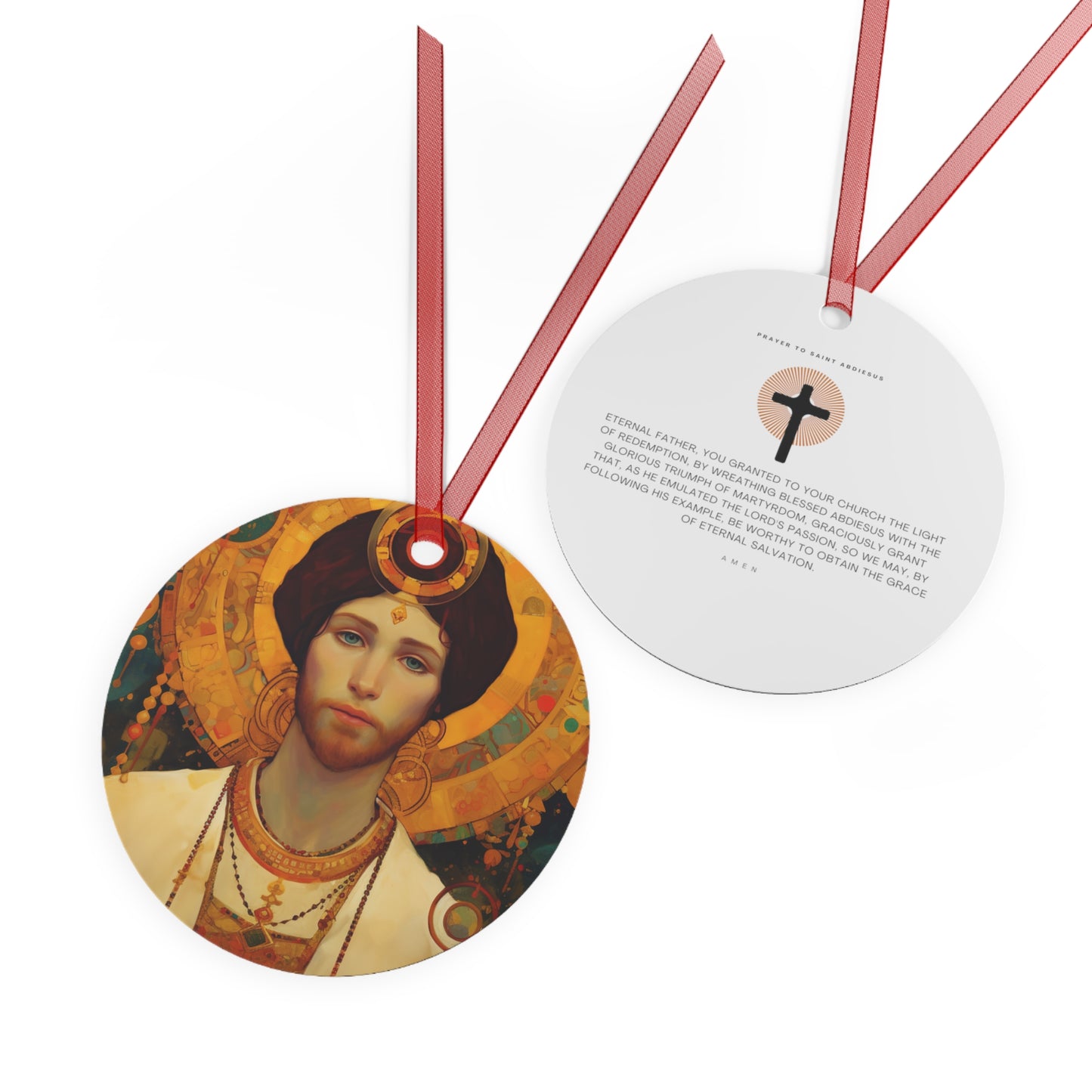Saint Abdiesus Metal Ornament - Religious Holiday Christmas Ornament and Keepsake - Double sided Keepsake Religious Ornament