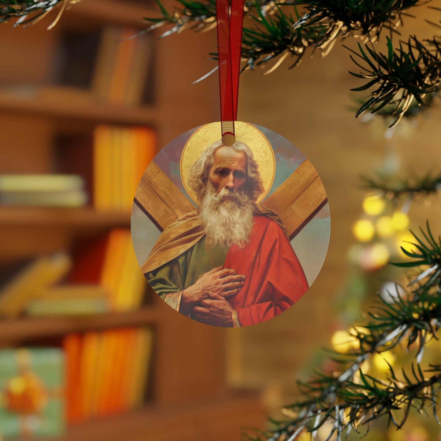 Saint Andrew the Apostle Metal Ornament - Religious Holiday Christmas Keepsake - Religious Catholic Tree Ornament - Christmas Gift