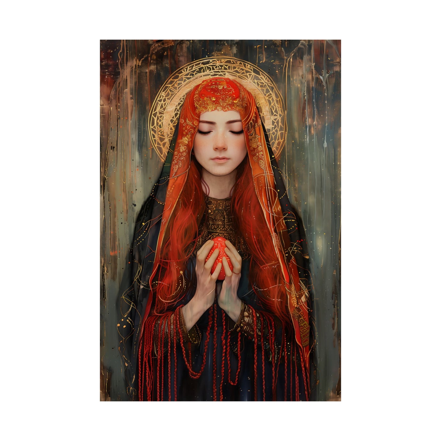 Devotion of Mary Magdalene - Saint Mary Magdalene and the Red Easter Egg - Sanctified Souls Print - Multiple Sizes - Premium Posters
