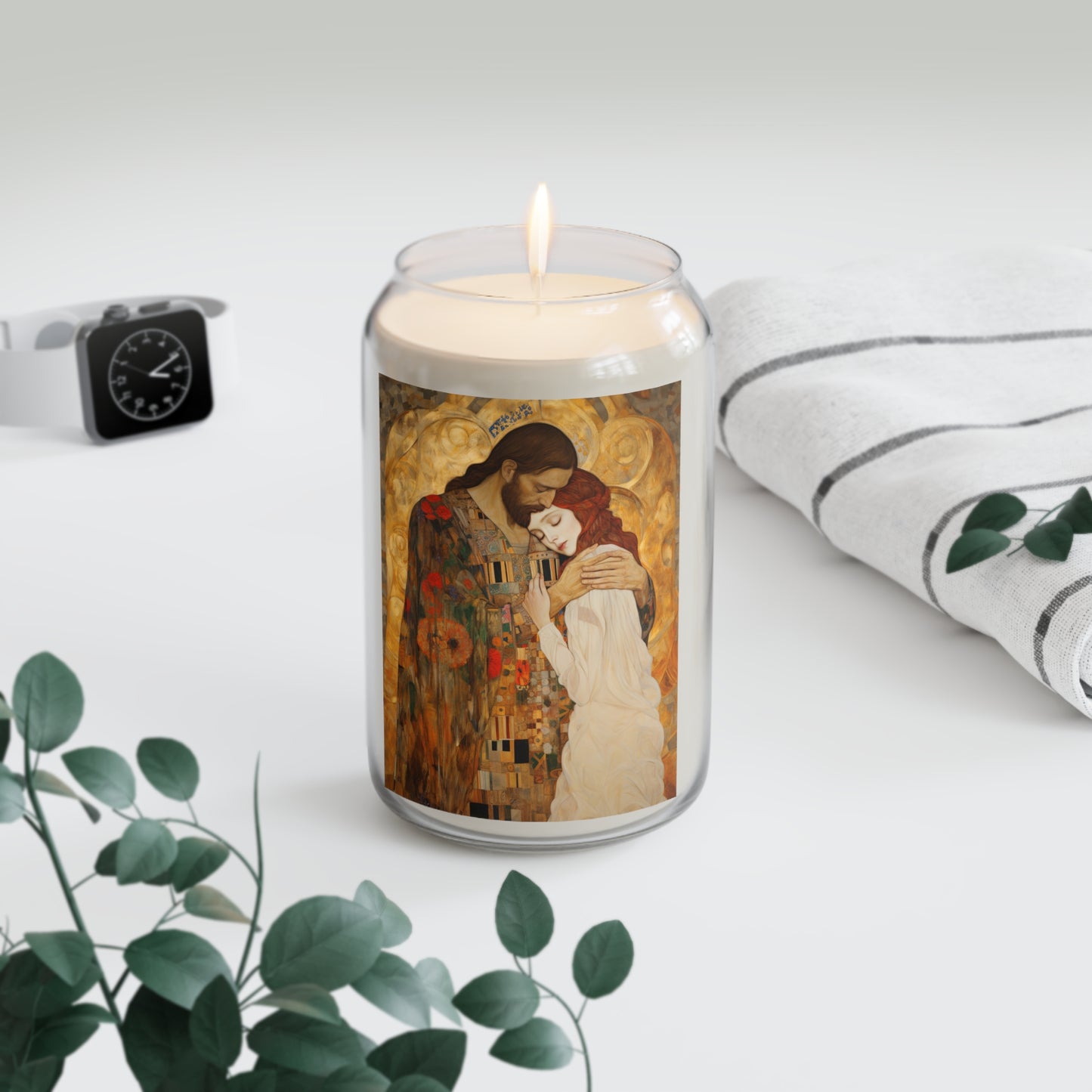 Christ Embracing Mary Magdalene Scented Prayer Candle, 13.75oz - Tall Large Size Natural Soy