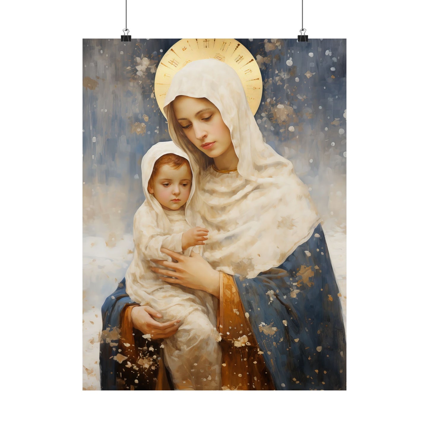 Winter's Grace : Our Lady of the Snows Print - Sanctified Souls Print - Multiple Sizes - Premium Matte Vertical Posters