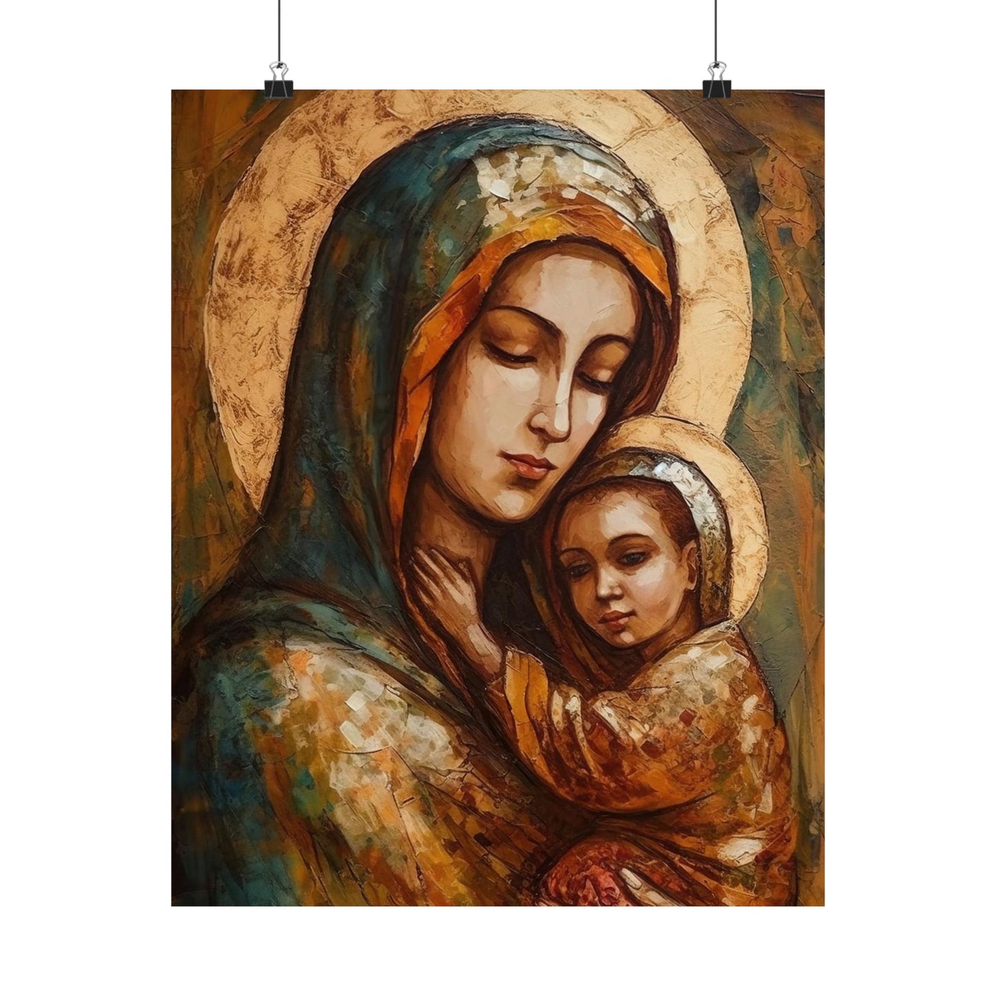 Mother's Blessing - Virgin Mary and the Christ Child - Multiple Sizes - Premium Matte Vertical Posters - Christ Child and Mother Mary