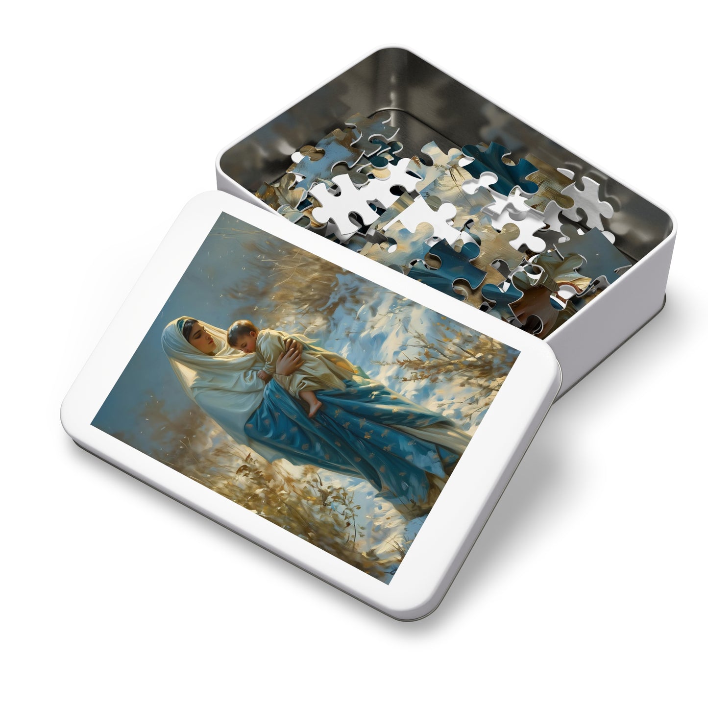 Snowfall of Grace - Our Lady's Winter Radiance - Puzzle & Keepsake Tin - Religious Puzzle (30, 110, 252, 500,1000-Piece) - Mary Art Puzzle