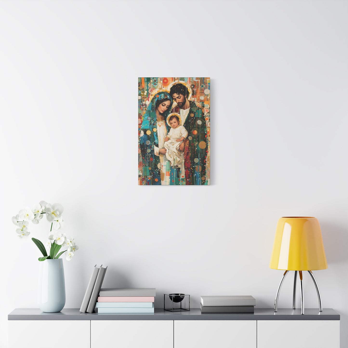 Eternal Light - Mary, Joseph, and the Christ Child - Museum Wrapped Canvas - Sanctified Souls Print - Religious Art - Holy Family Art