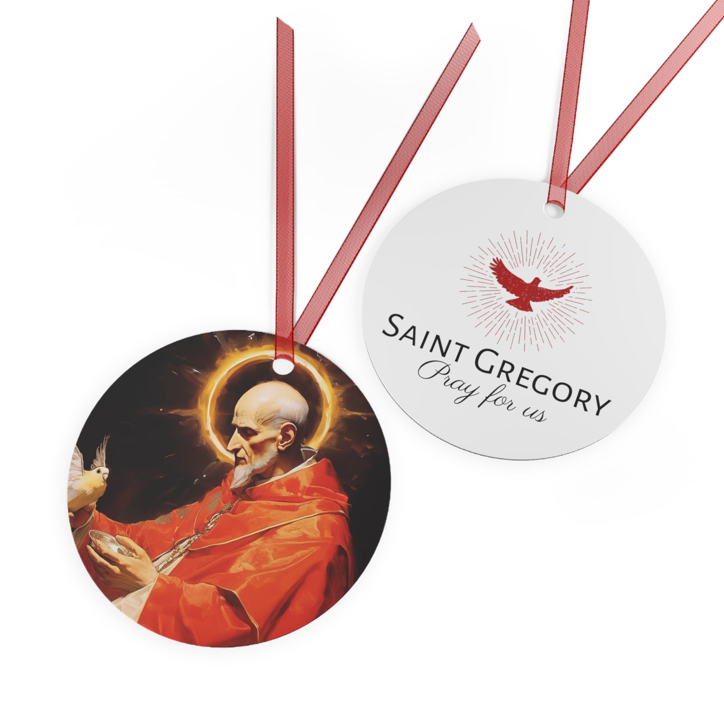 Pope Saint Gregory the Great Ornament - Religious Holiday Christmas Ornament and Keepsake - Double sided Keepsake Religious Ornament