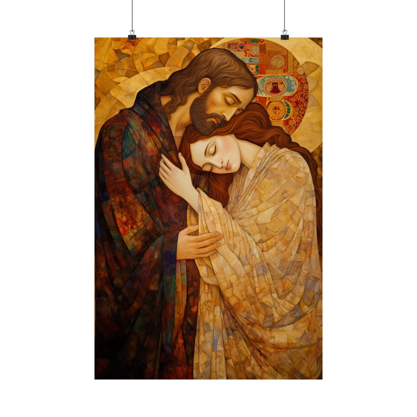Healing Love- The Embrace of Christ and Mary Magdalene Print - Poster - Catholic Fine Art print - Sanctified Souls Print - Premium Matte