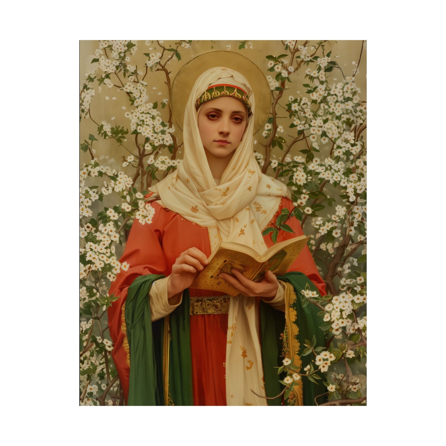 Saint Amelia / Saint Amalberga - Sanctified Souls Print - Multiple Sizes - Premium Posters - Catholic Art - Christian painting