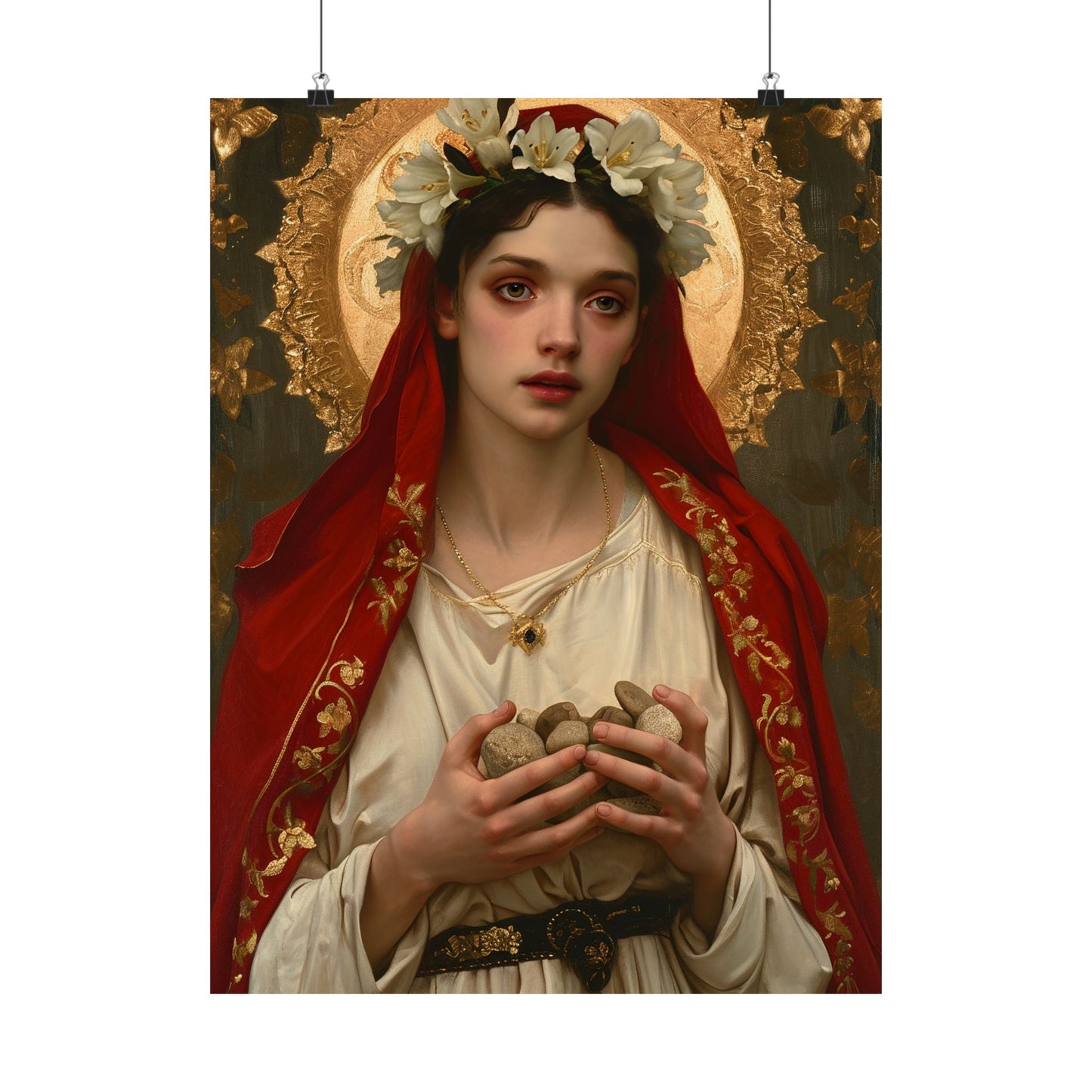 Saint Emerentiana - Sanctified Souls Print - Multiple Sizes - Premium Matte Vertical Posters - Catholic Poster Art for your home