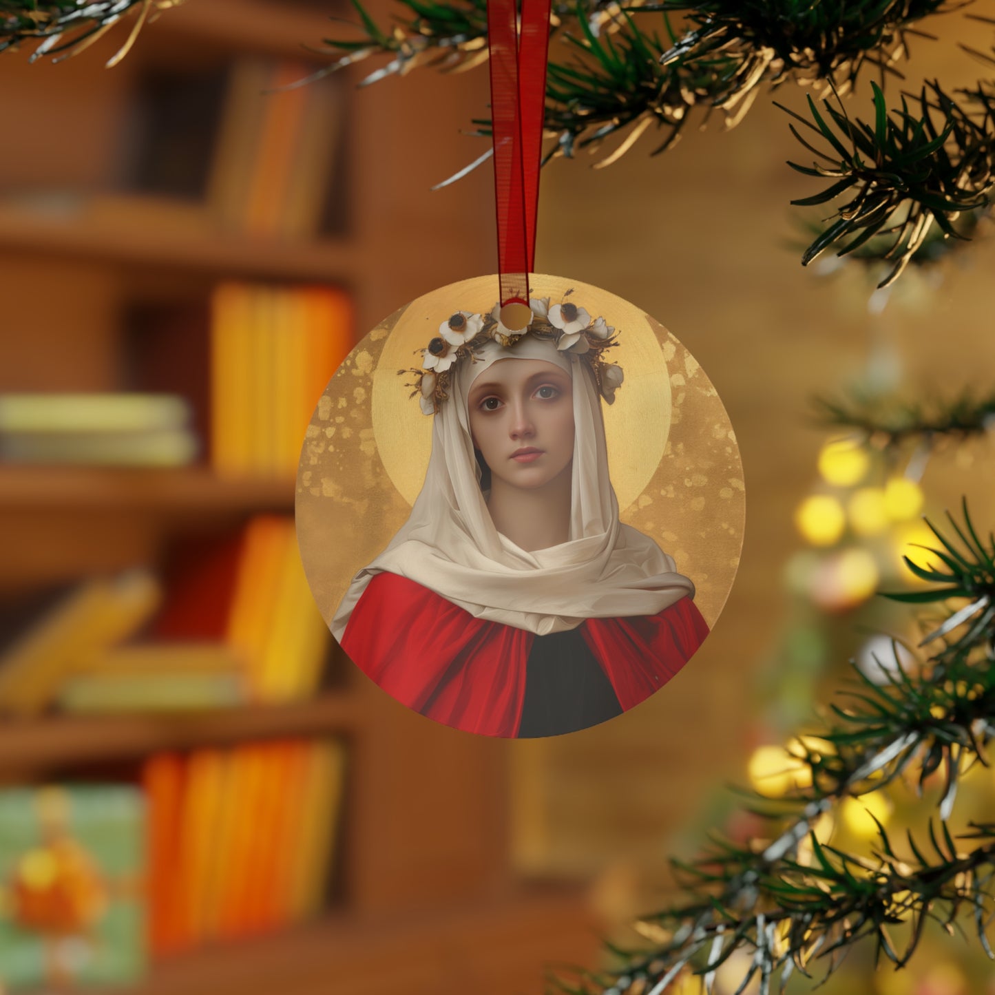 Saint Solange of Bourges Metal Ornament - Religious Holiday Christmas Ornament and Keepsake - Prayer Ornament
