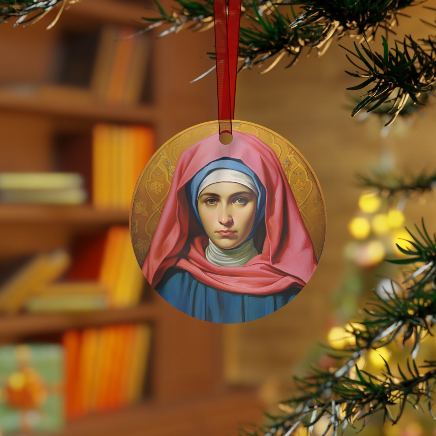 Saint Bernadette Metal Ornament - Religious Holiday Christmas Ornament and Keepsake - Double sided Keepsake Religious Ornament