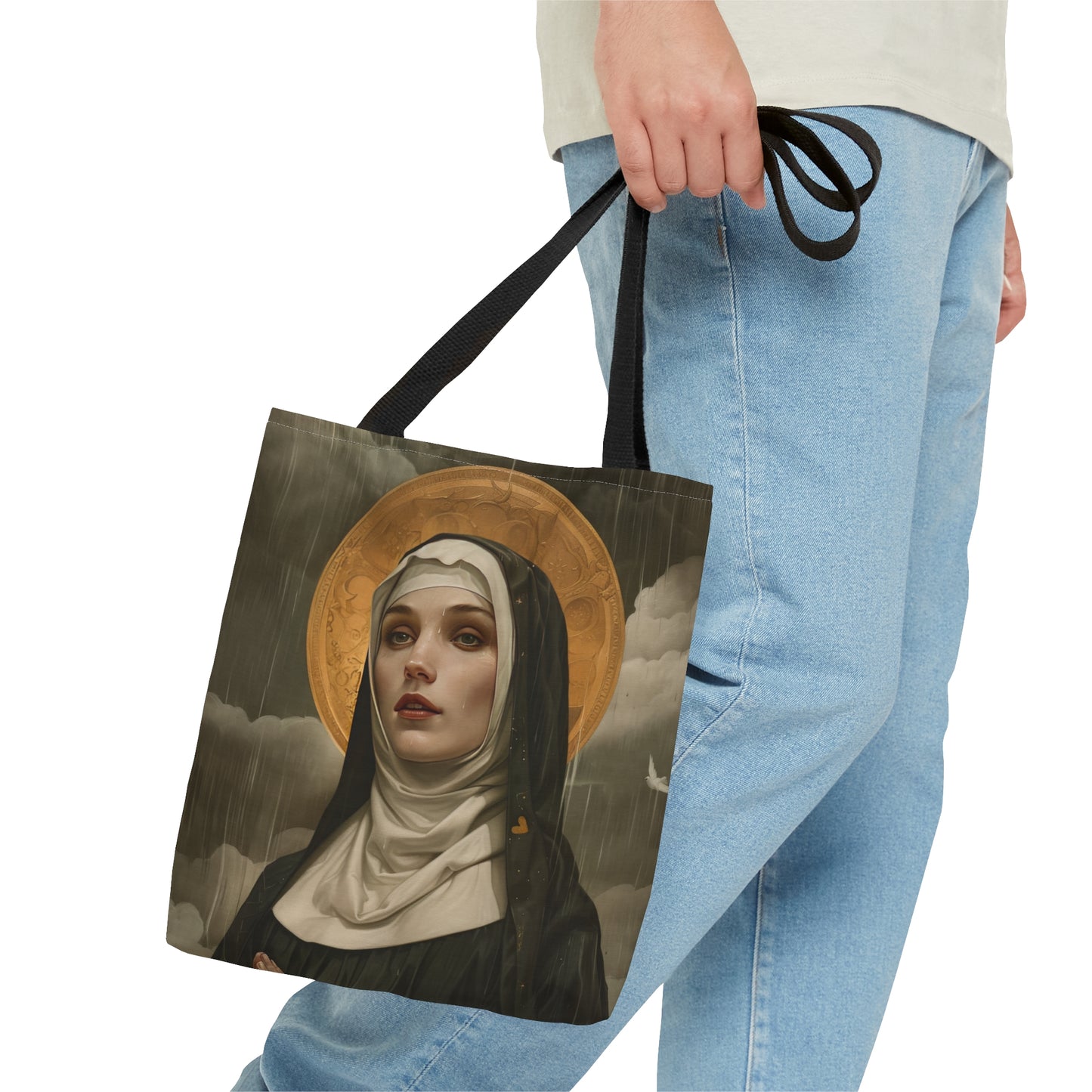 Saint Scholastica Tote Bag - Purse - Three sizes - Large Medium Small Faith Art Bag - Catholic faith carry-all purse - Double Sided